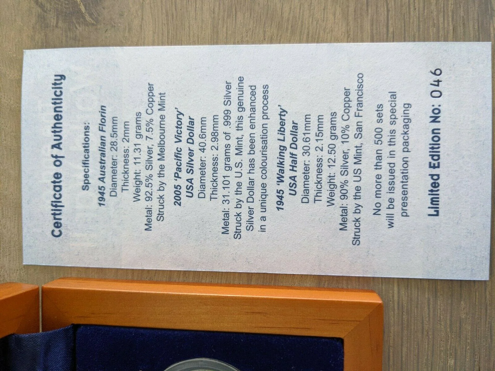 Australia USA 2005 End of World War II Victory in the Pacific Silver Coin Set - Image 3