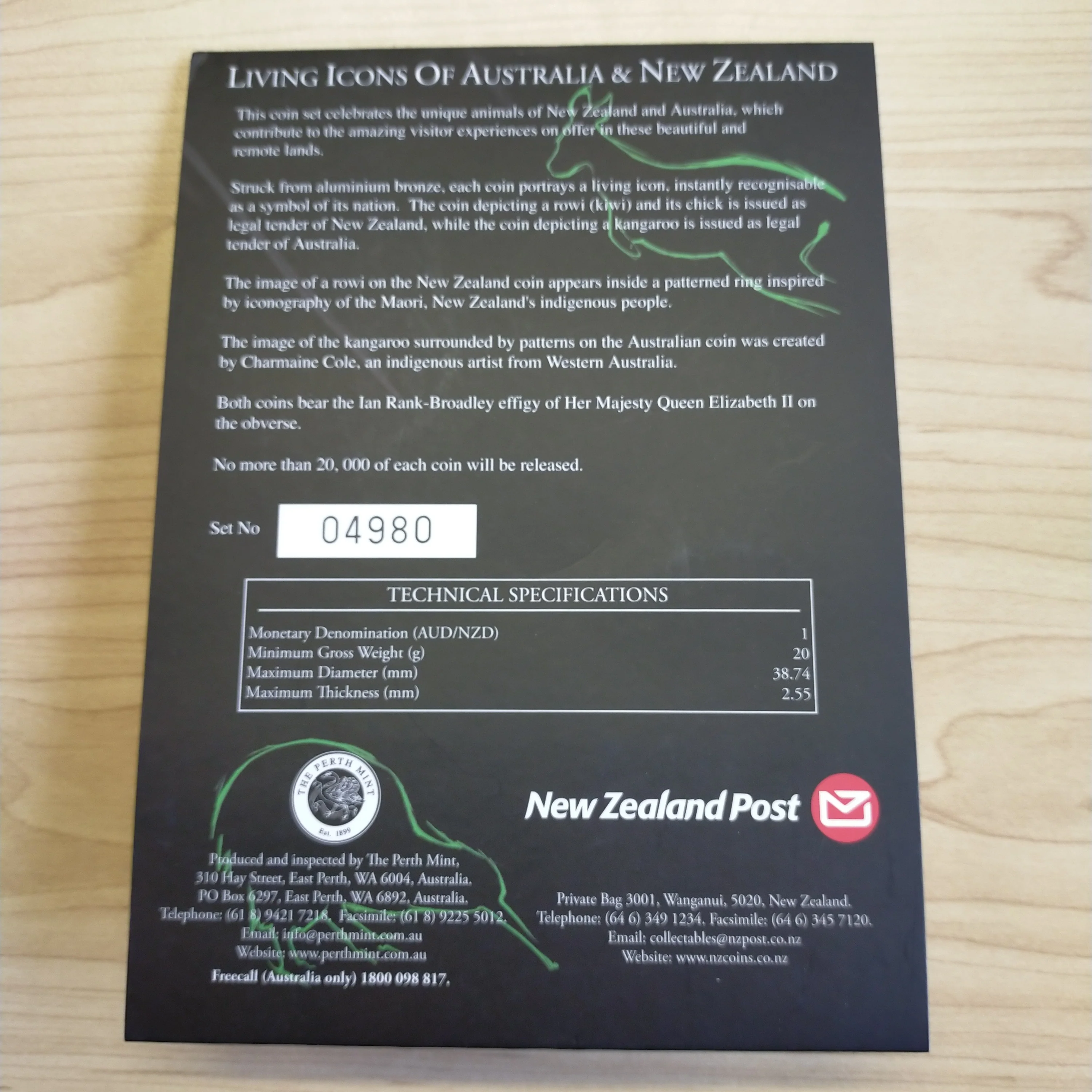Australia New Zealand 2005 Perth Mint NZ Post Living Icons Of Australia and New Zealand $1 Two Coin Set - Image 8