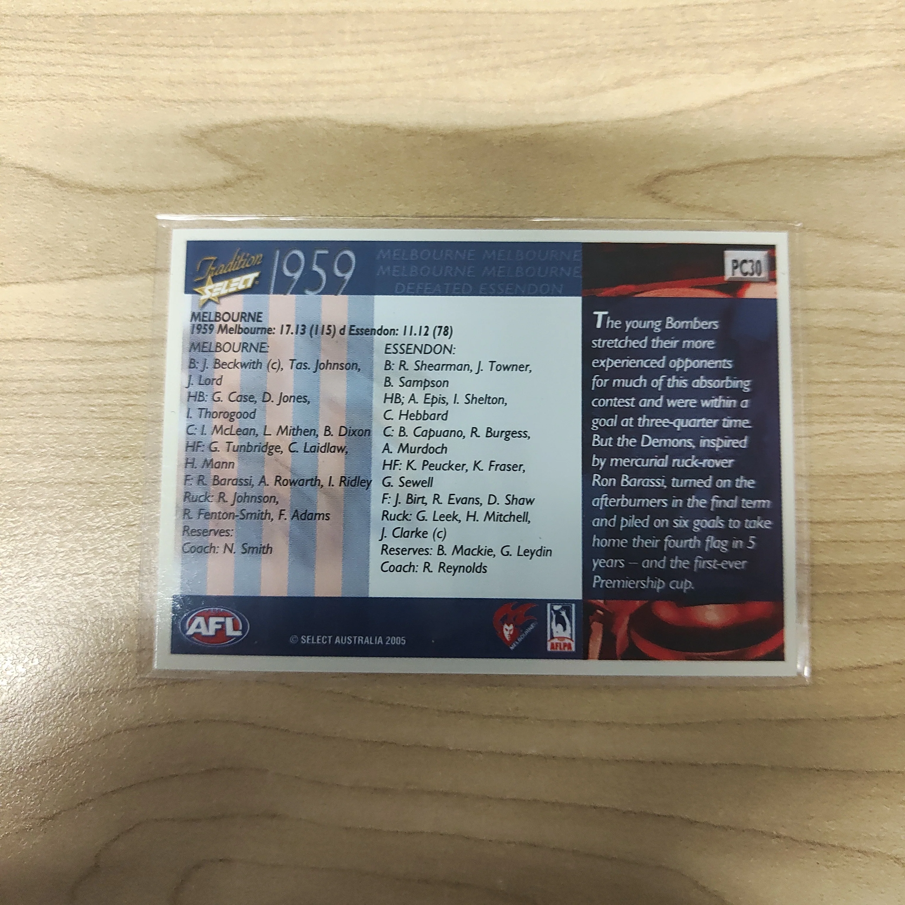 2005 Select Tradition 1959 Premiership Commemorative Melbourne - Image 2