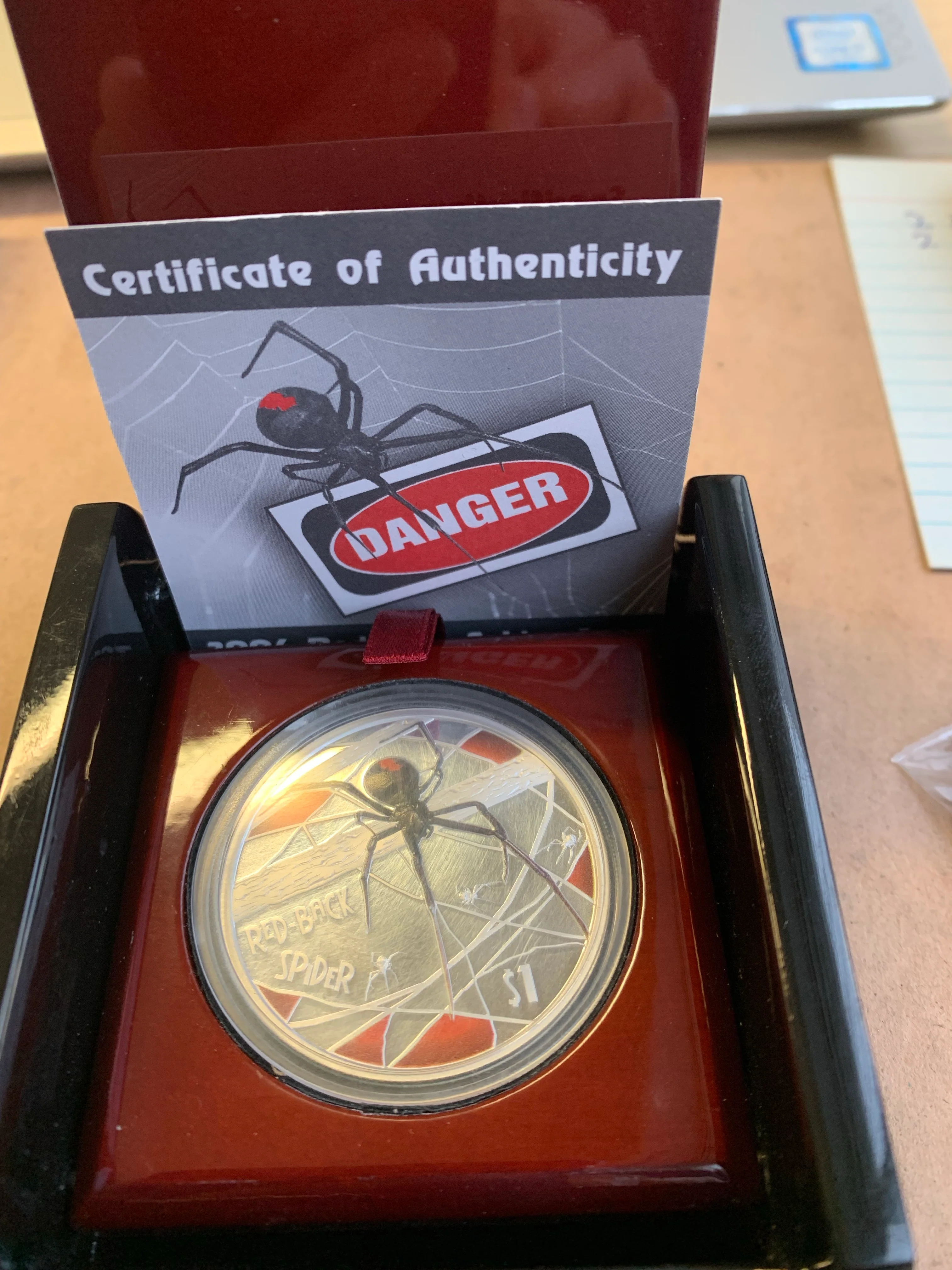 Tuvalu 2006 $ Deadly and Dangerous Australian Red Back Spider 1oz 999 Silver Proof Coin Box Cert