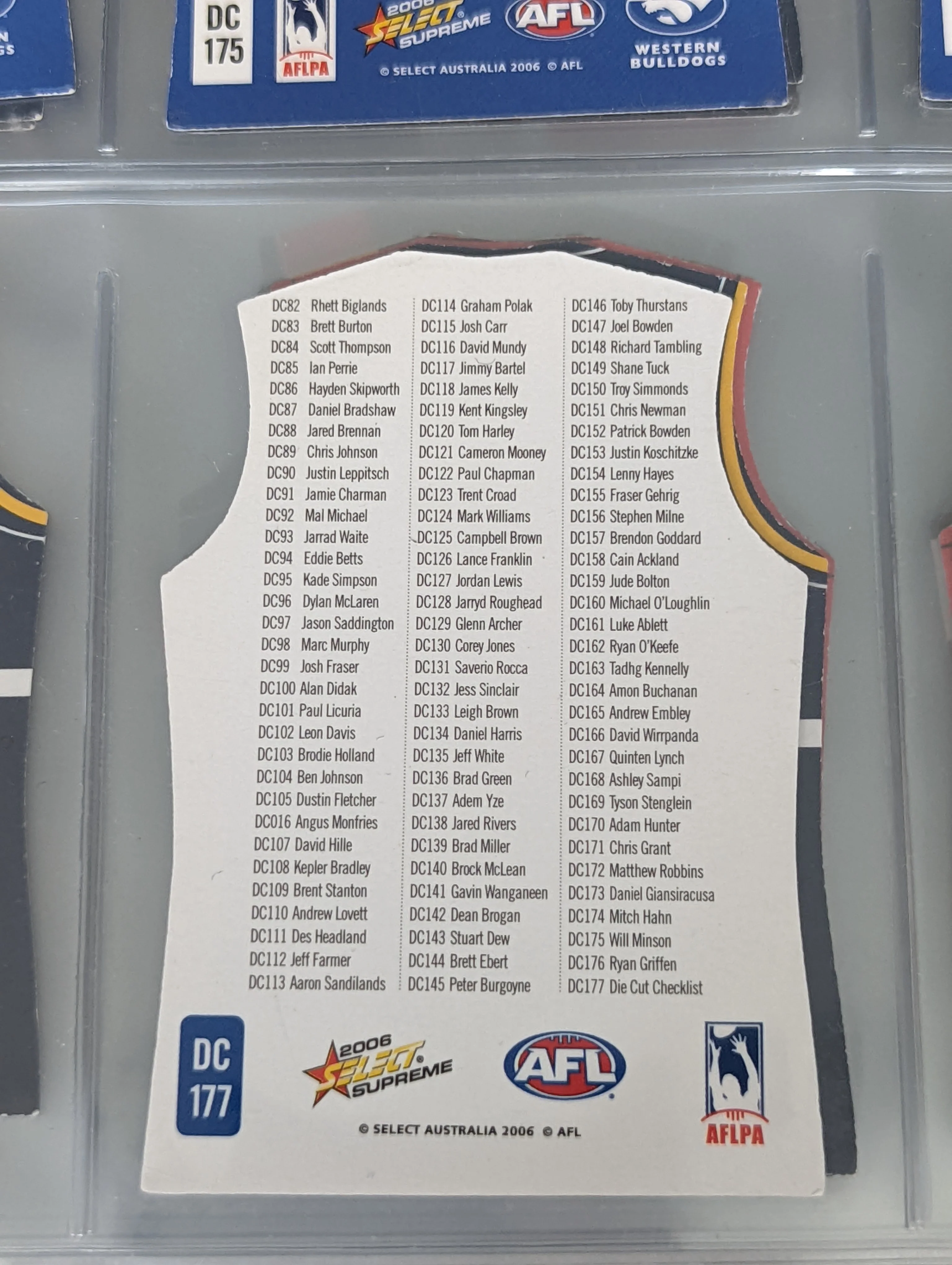 2006 AFL Select Champions & Supreme Die Cut Jersey Set 177 - Image 3