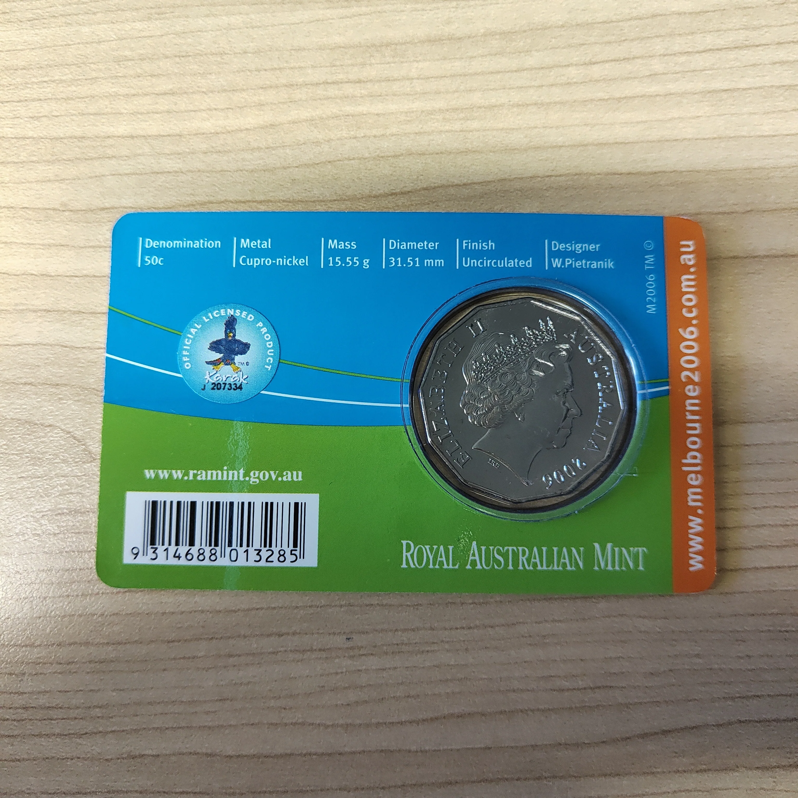 Australia 2006 Royal Australian Mint 50c Commonwealth Games Athletics Uncirculated Carded Coin - Image 2