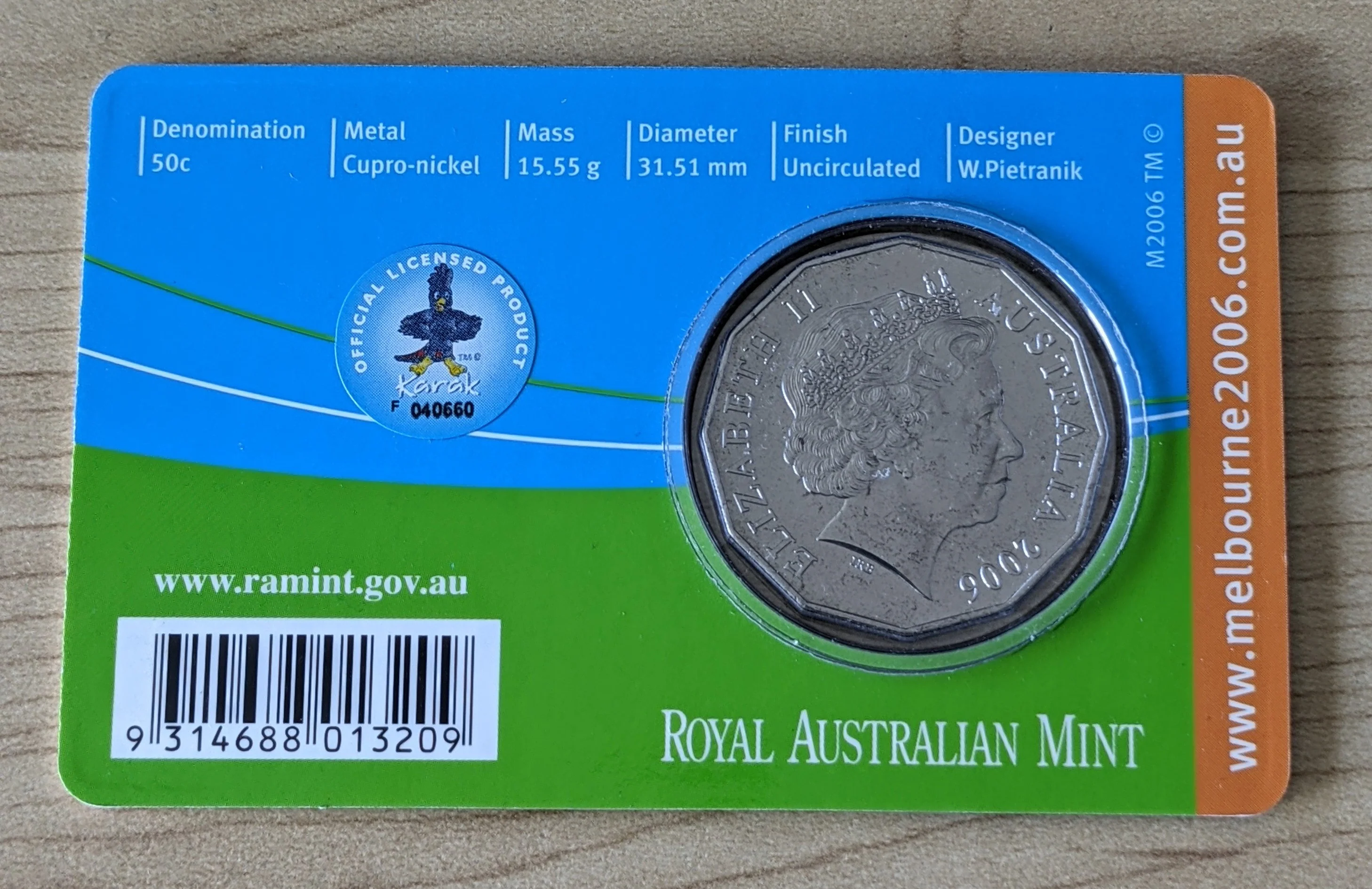 Australia 2006 Royal Australian Mint 50c Commonwealth Games Badminton Coin - Image 2