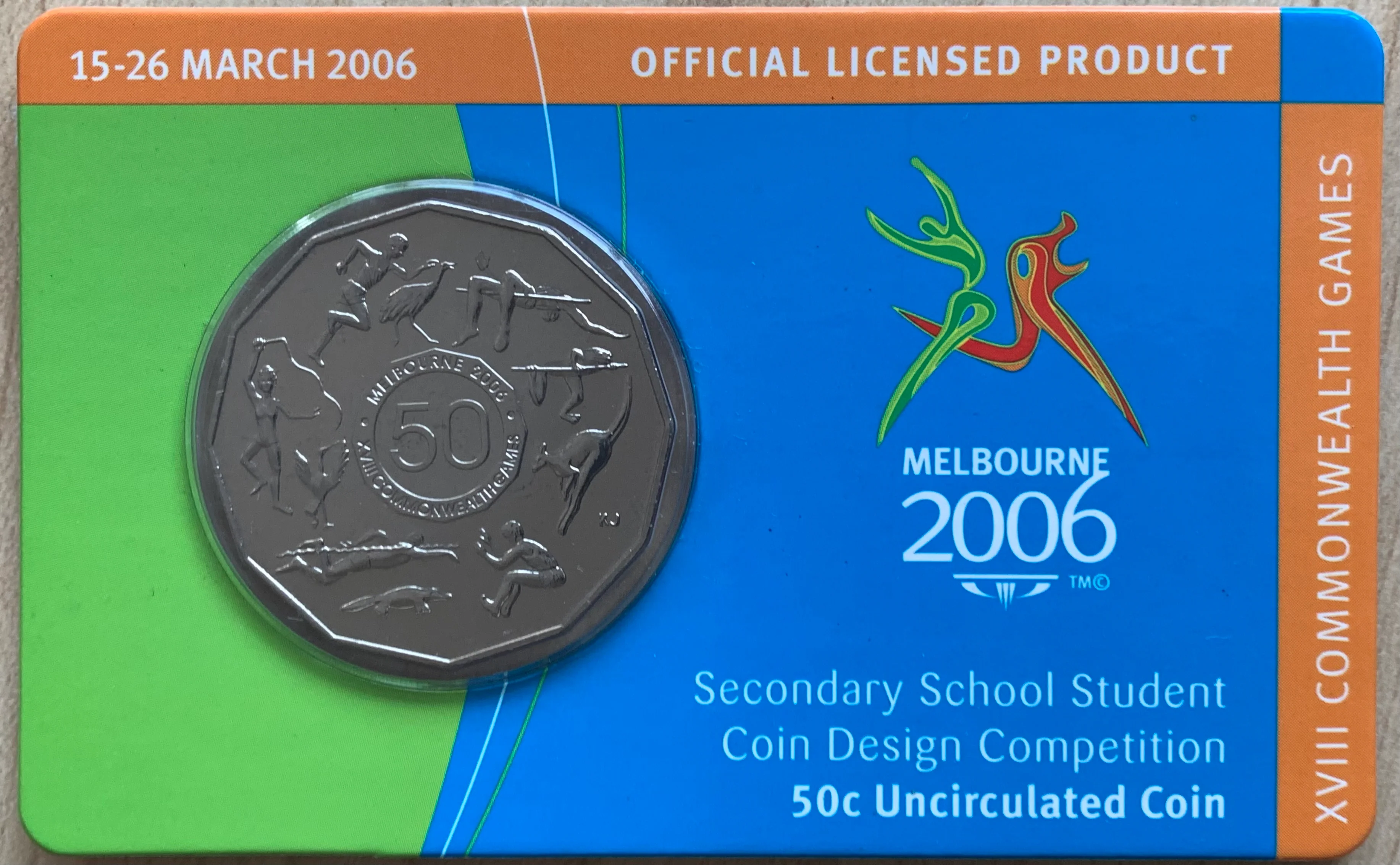 Australia 2006 50c Melbourne Commonwealth Games Secondary School Student Coin Design Uncirculated