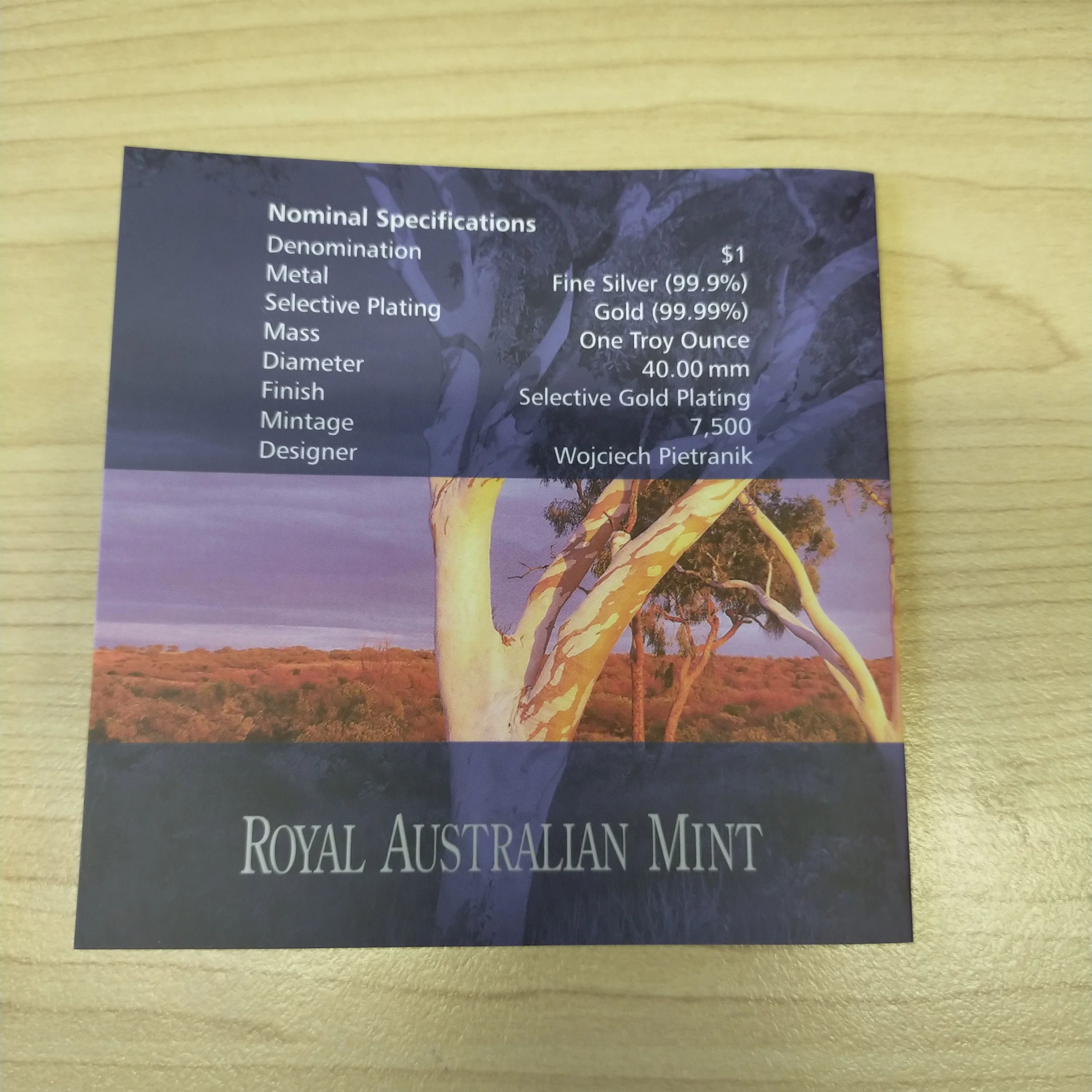 Australia 2006 Royal Australian Mint  $1 Kangaroo Gold Plated Silver Proof Coin - Image 4