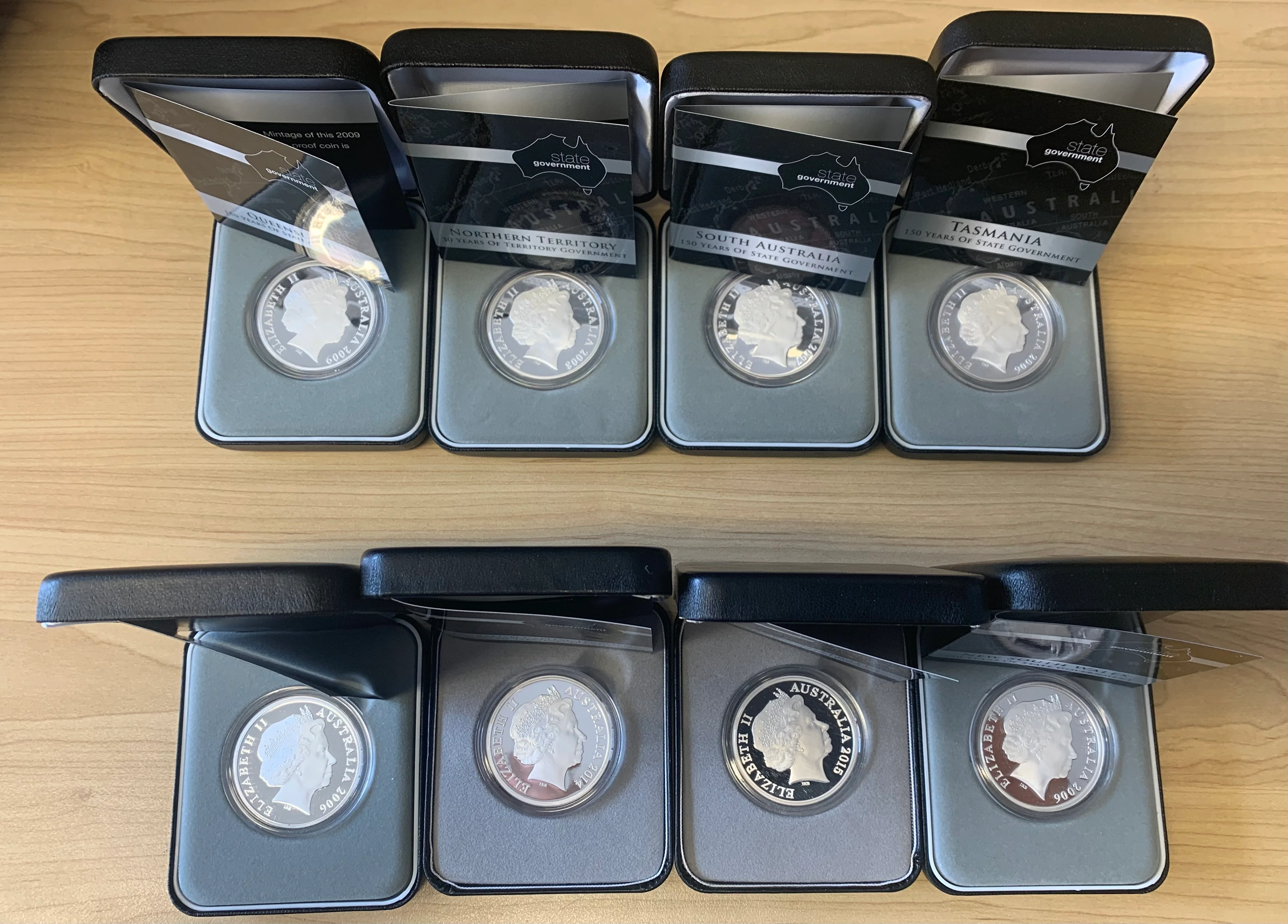 Australia 2006 - 2015 Royal Australian Mint Set of 8 $5 150 Years of State Government  Silver Proof Coin - Image 3