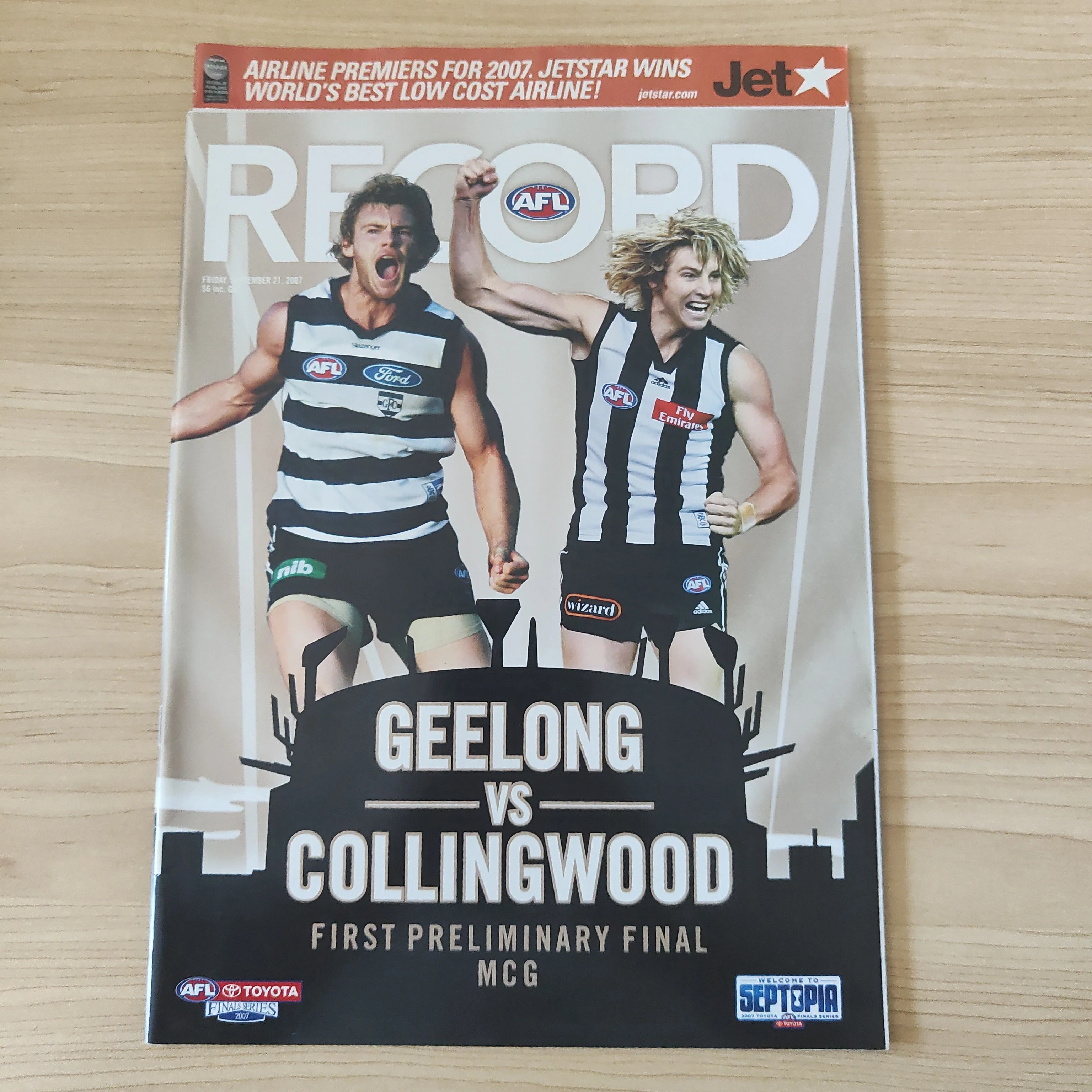 2007 Sept 21 1st Preliminary Final AFL Football Record Geelong v Collingwood