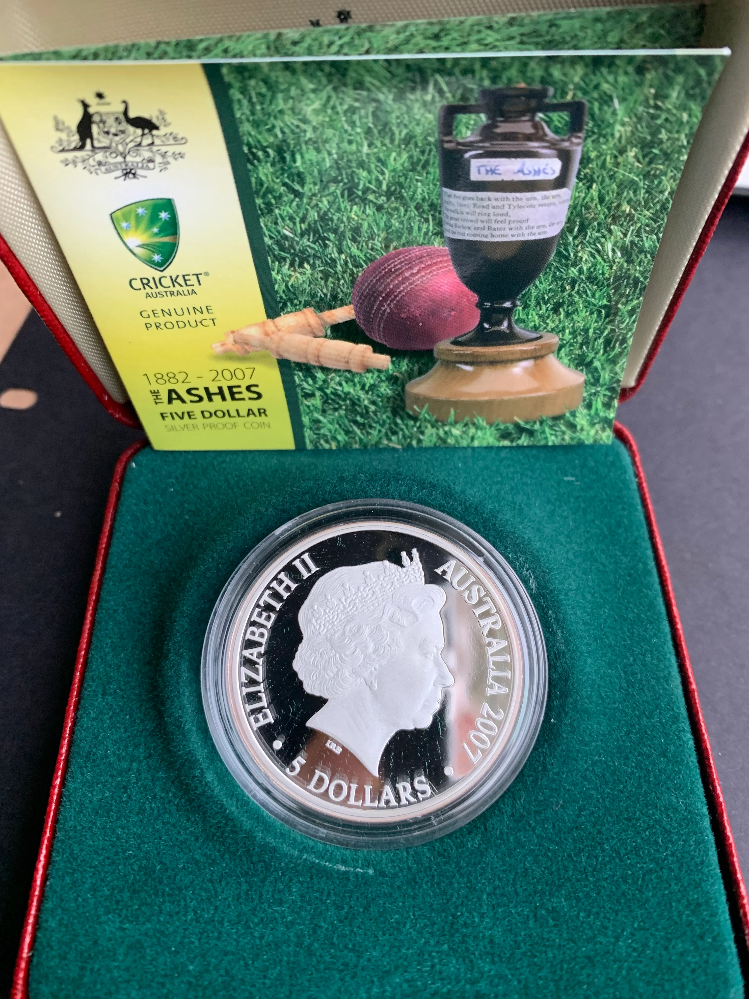 Australia 2007 Royal Australian Mint $5 The Ashes cricket silver Proof Coin - Image 5