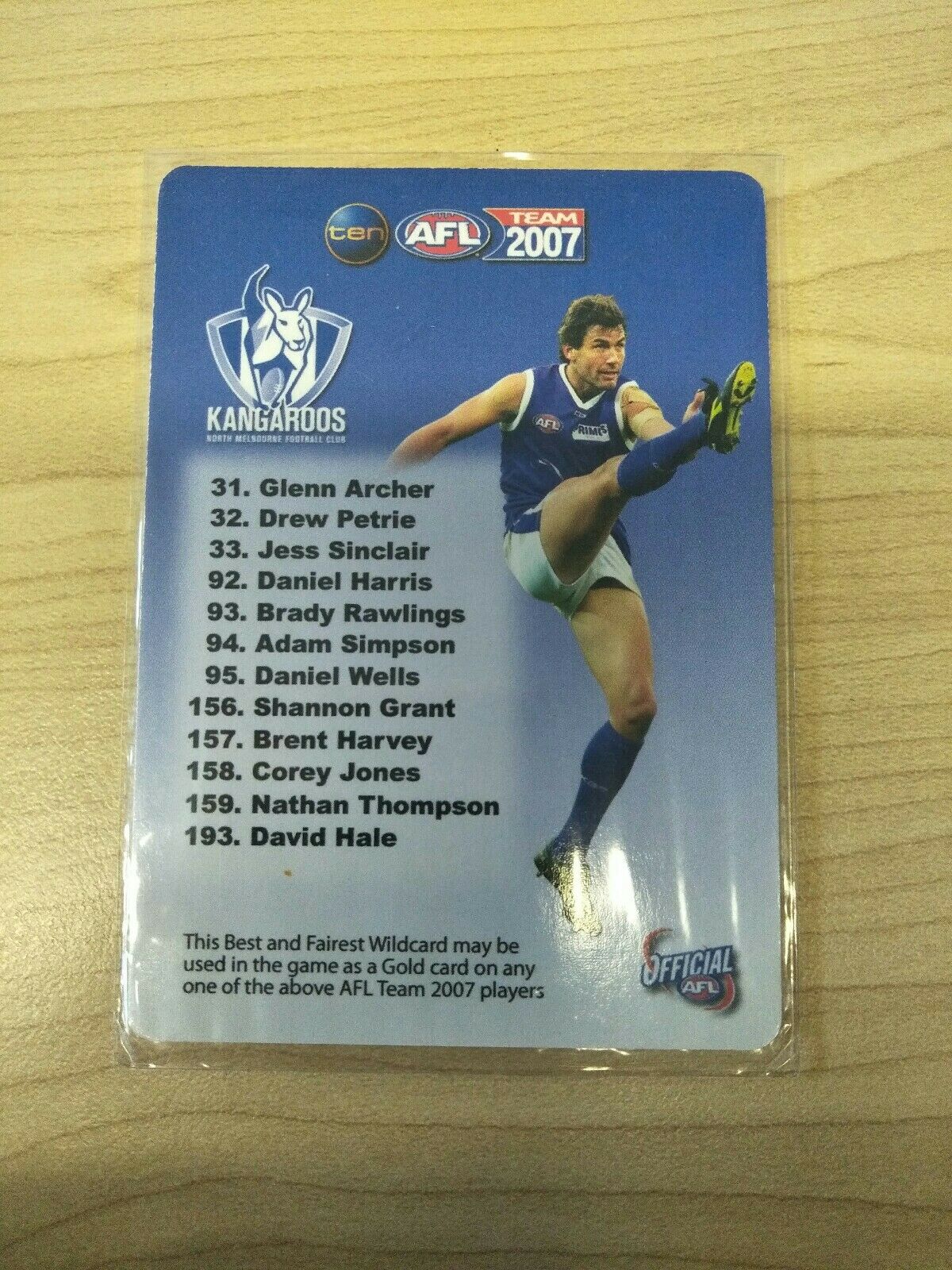 2007 Teamcoach Gold Best And Fairest Nathan Thompson North Melbourne - Image 2