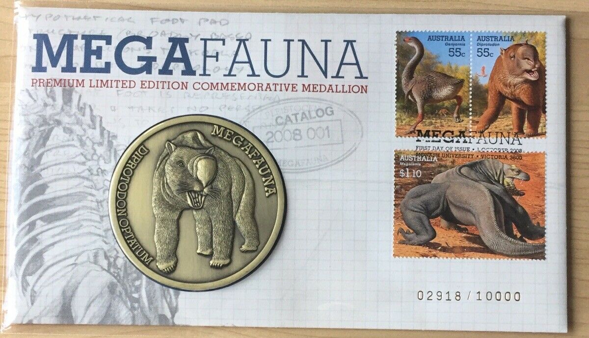 2008 Australian Mega Fauna Medallion PNC 1st Day Issue
