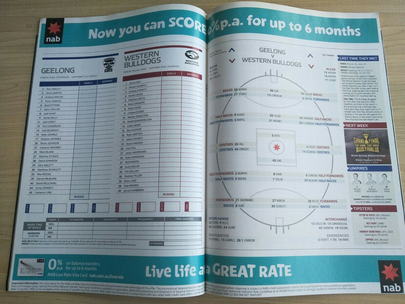2008 First Preliminary Final Football Record Geelong v Western Bulldogs - Image 2