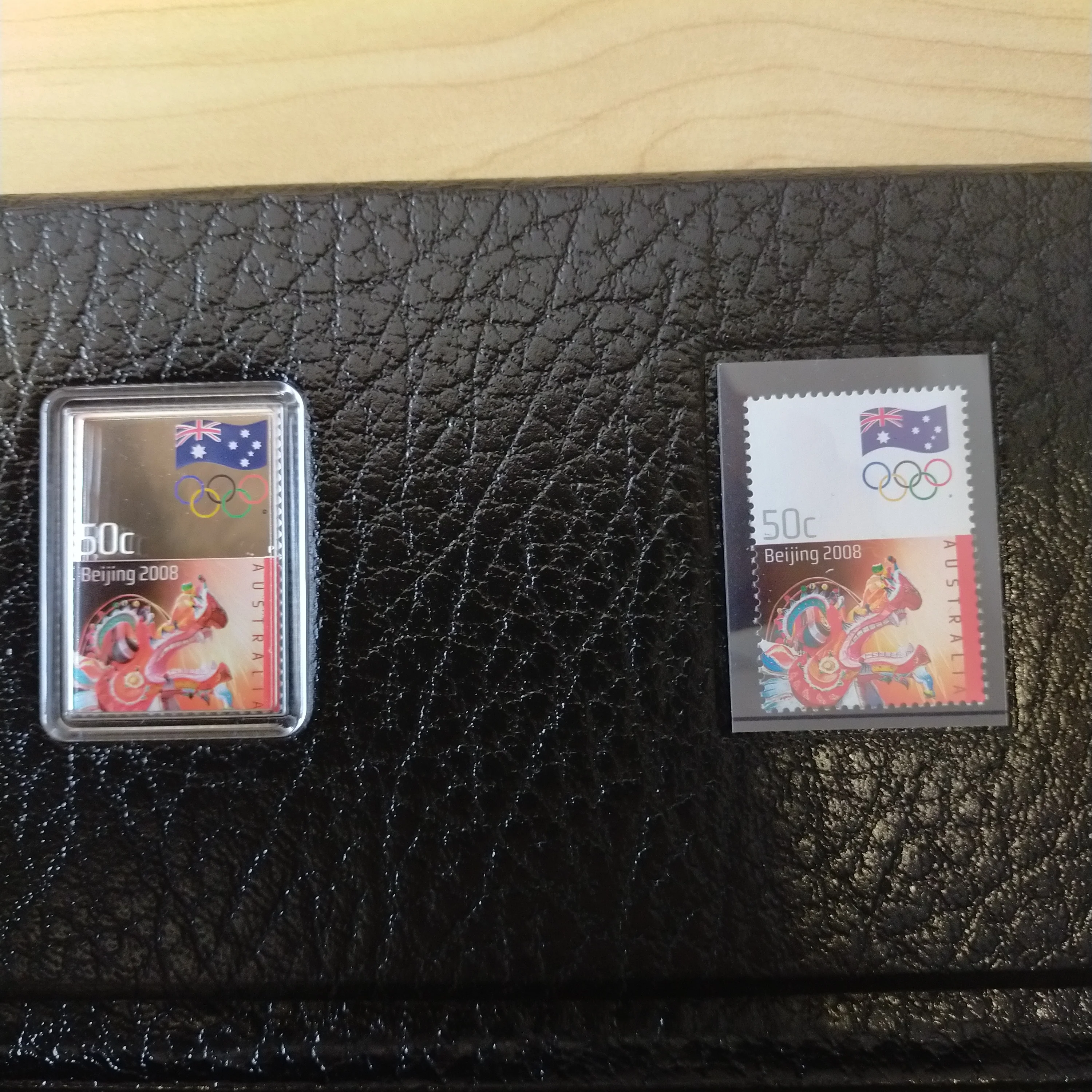 Australia 2008 Perth Mint 50c Beijing Olympic Games 1/2oz .999 Proof Silver Coin and Stamp Set - Image 2