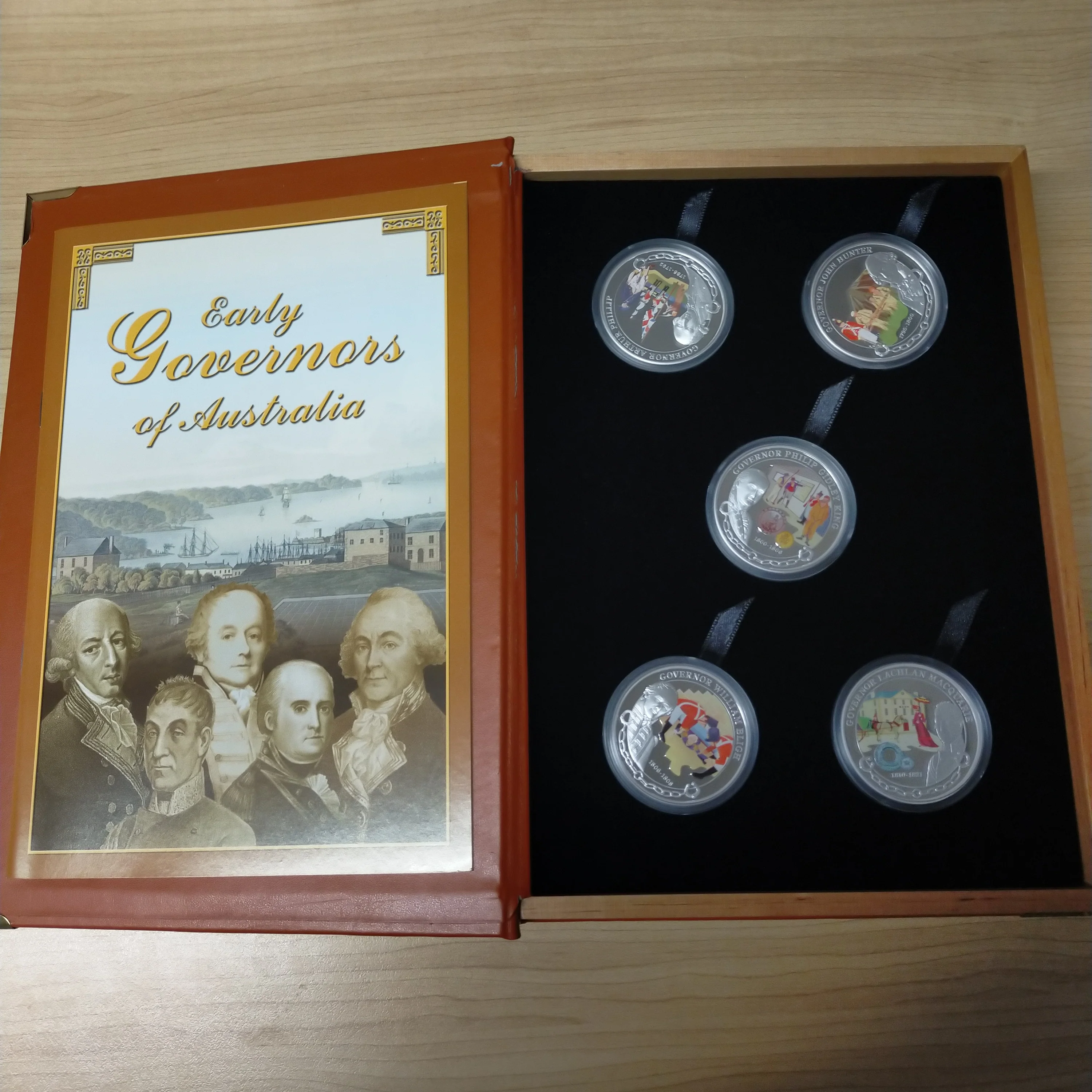 Tuvalu Australia 2008 Perth Mint Tuvalu Early Governors of Australia 5 x 1oz Proof Silver Coins - Image 2