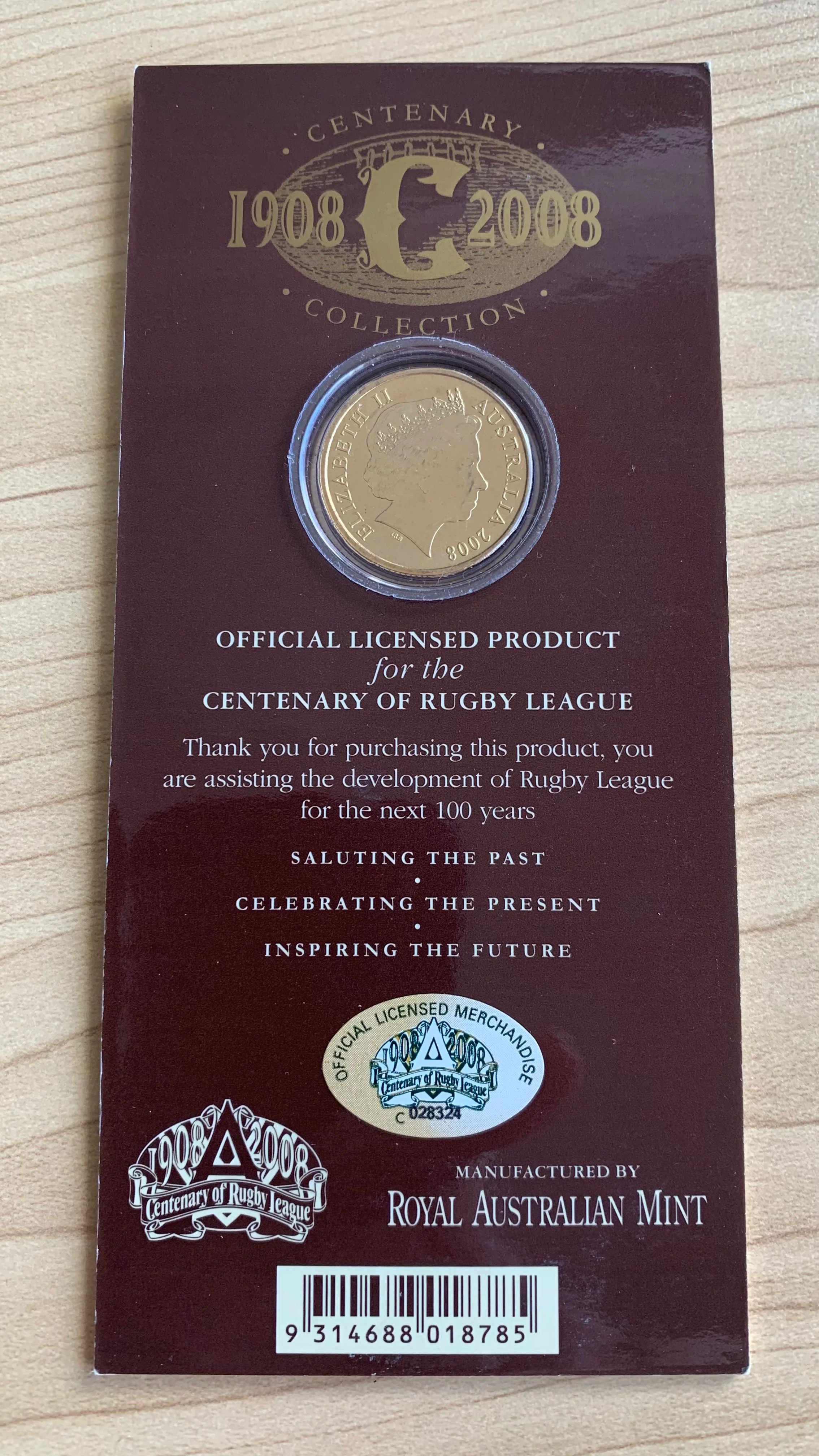 Australia 2008 Royal Australian Mint $1 Rugby Centenary Uncirculated Coin - Image 2