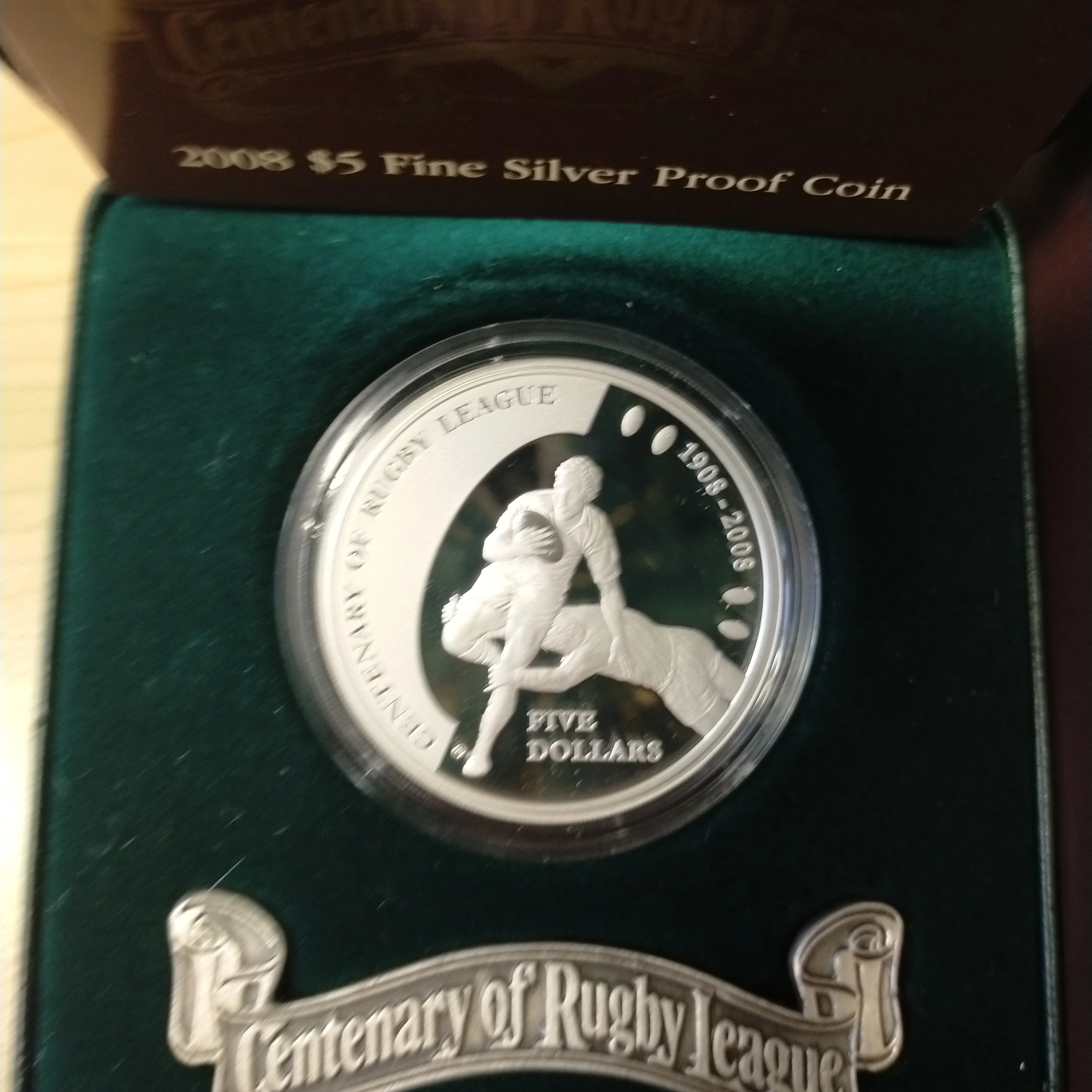 Australia 2008 Royal Australian Mint $5 Centenary of Rugby League .999 Silver Proof Coin - Image 2
