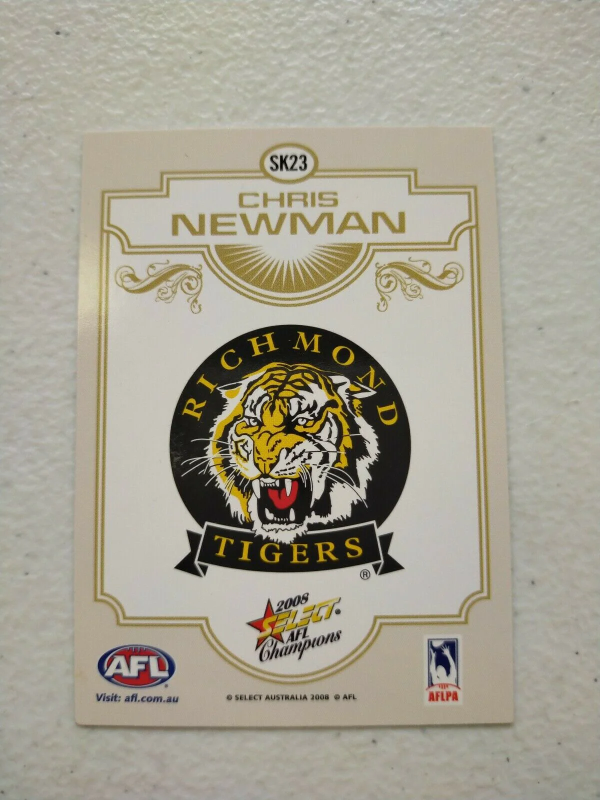 2008 Select AFL Champions Sketch Card Chris Newman Richmond - Image 2