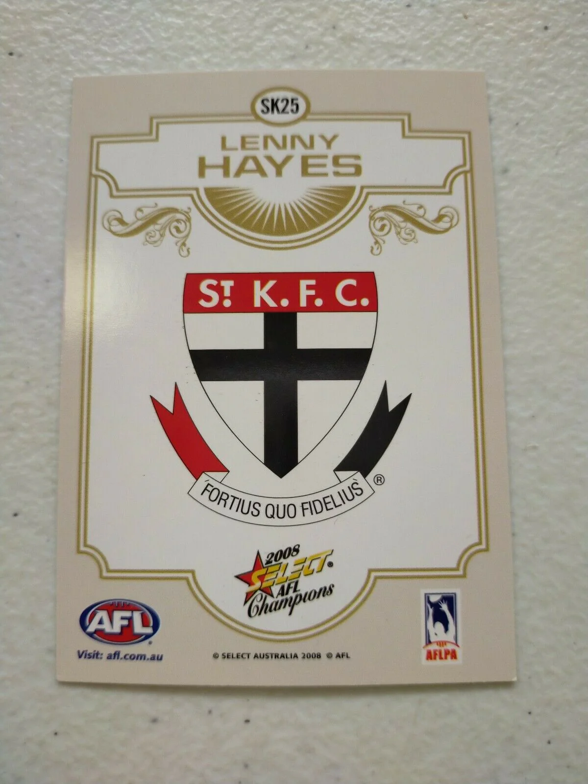 2008 Select AFL Champions Sketch Card Lenny Hayes St Kilda - Image 2