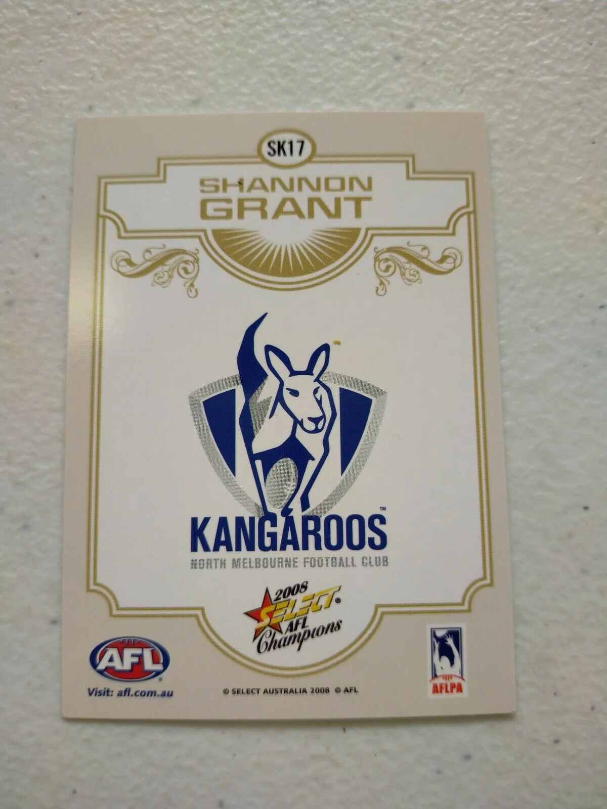 2008 Select AFL Champions Sketch Card Shannon Grant North Melbourne - Image 2