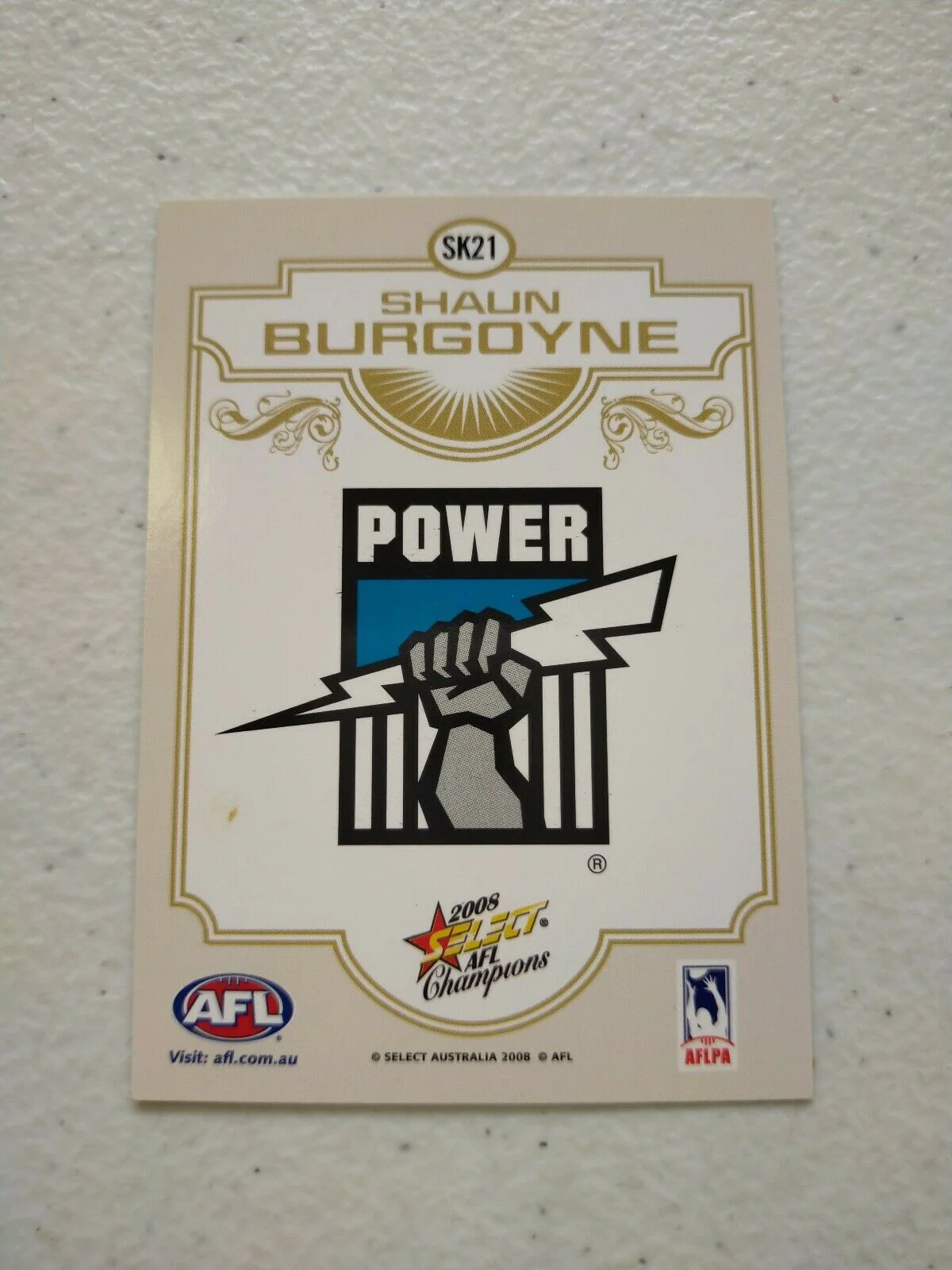 2008 Select AFL Champions Sketch Card Shaun Burgoyne Port Adelaide - Image 2
