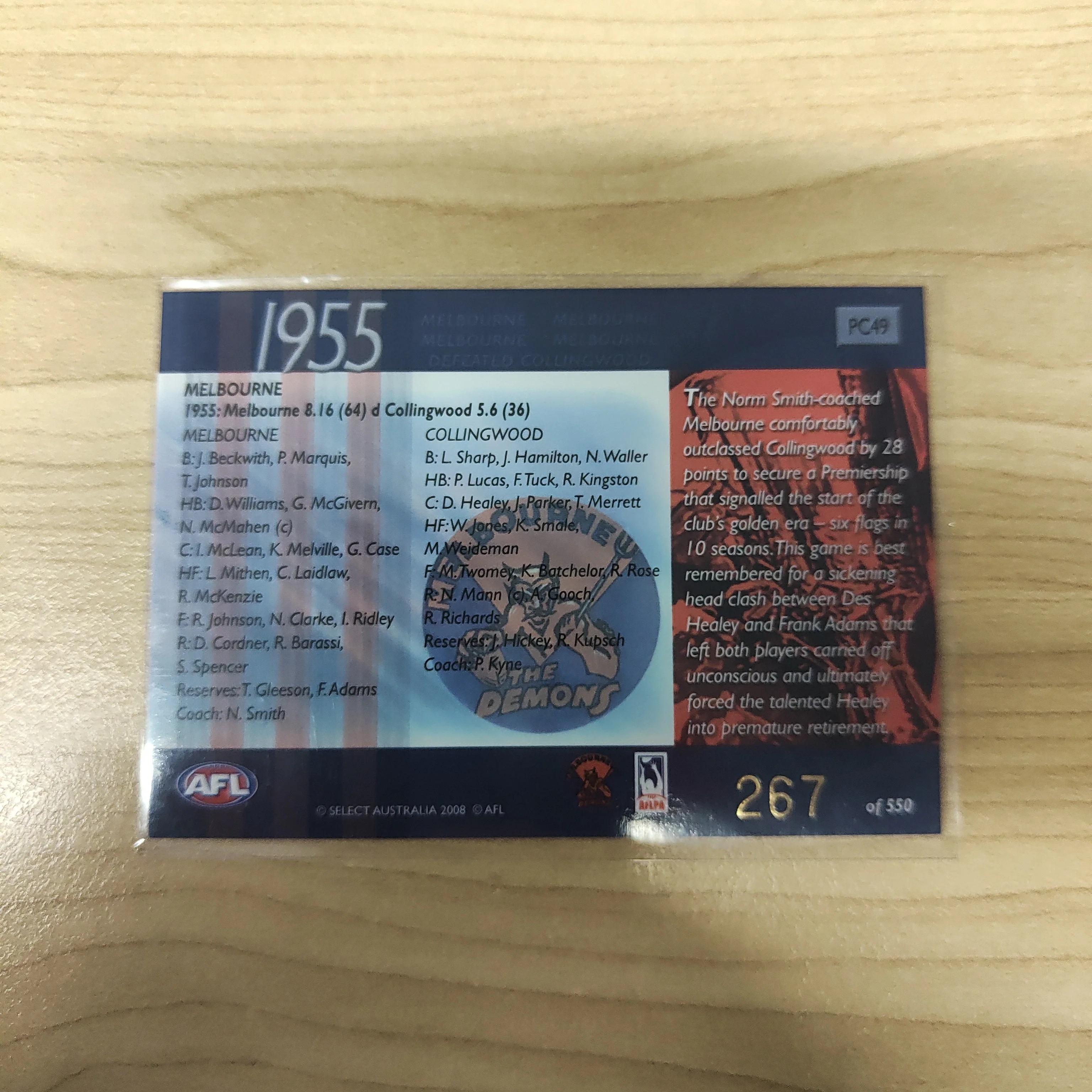 2008 Select Classic 1955 Premiership Commemorative Melbourne No.267 - Image 2