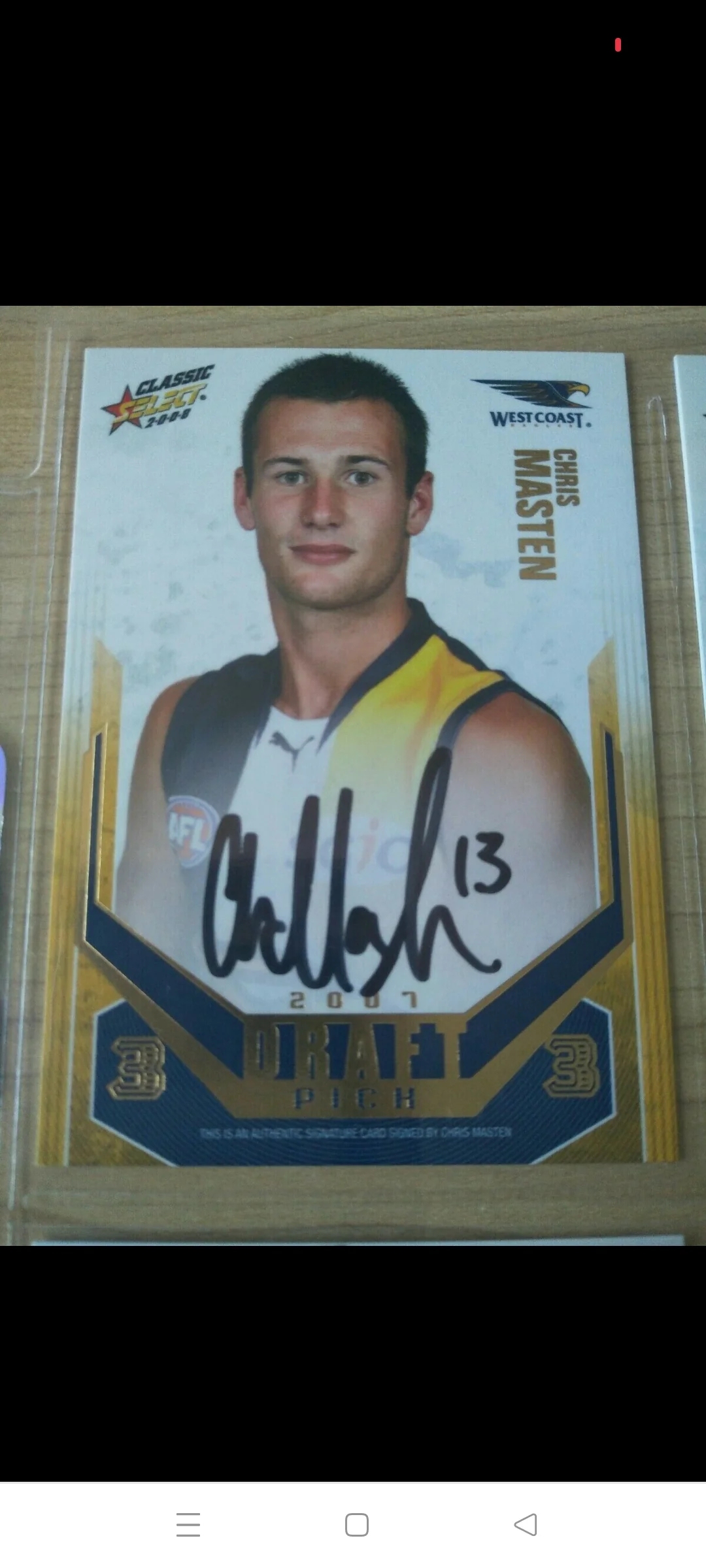 2008 Select Classic Draft Pick Gold Signature Card Lachlan Henderson PRINTING ERROR - Image 3