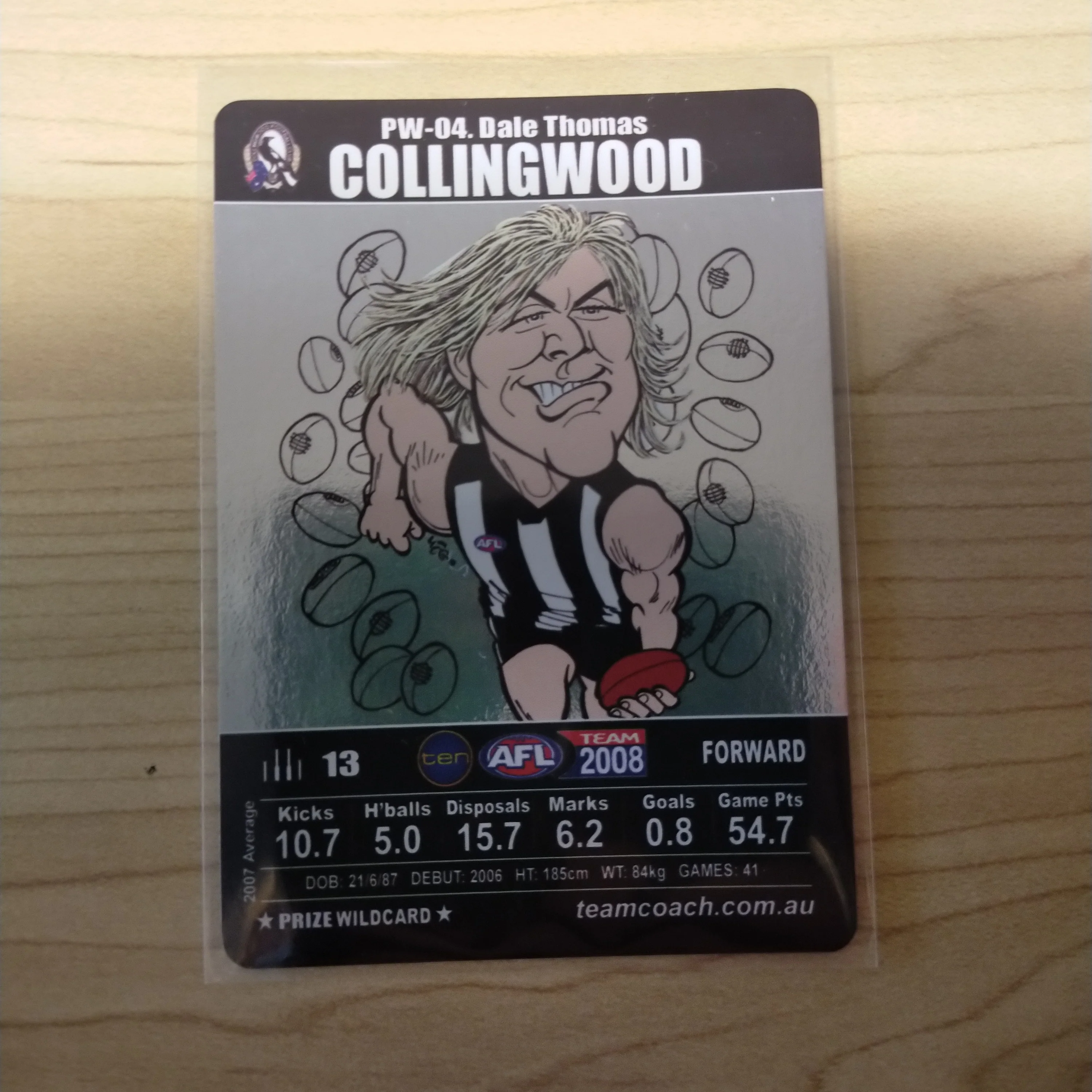 2008 Teamcoach Prize Wildcard Dale Thomas Collingwood PW-04