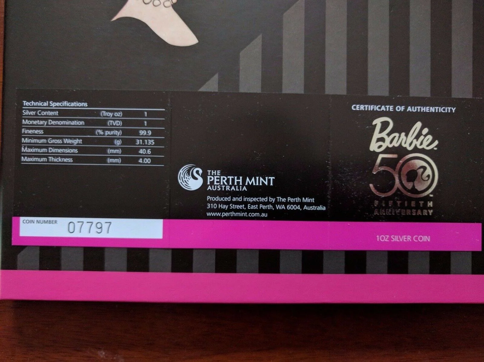 2009 50TH ANNIVERSARY OF BARBIE FOLDER Silver Coin and Stamps Limited 049/500 - Image 2
