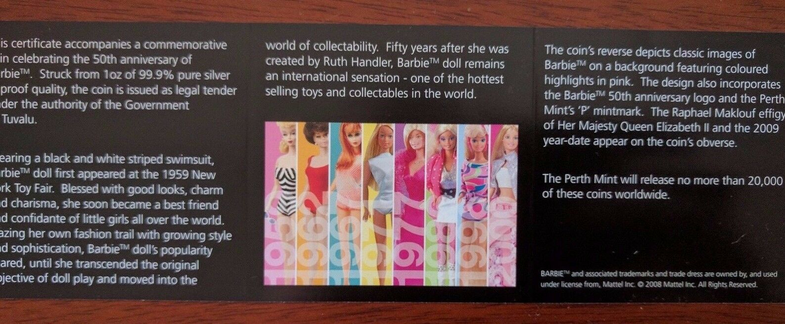 2009 50TH ANNIVERSARY OF BARBIE FOLDER Silver Coin and Stamps Limited 049/500 - Image 8