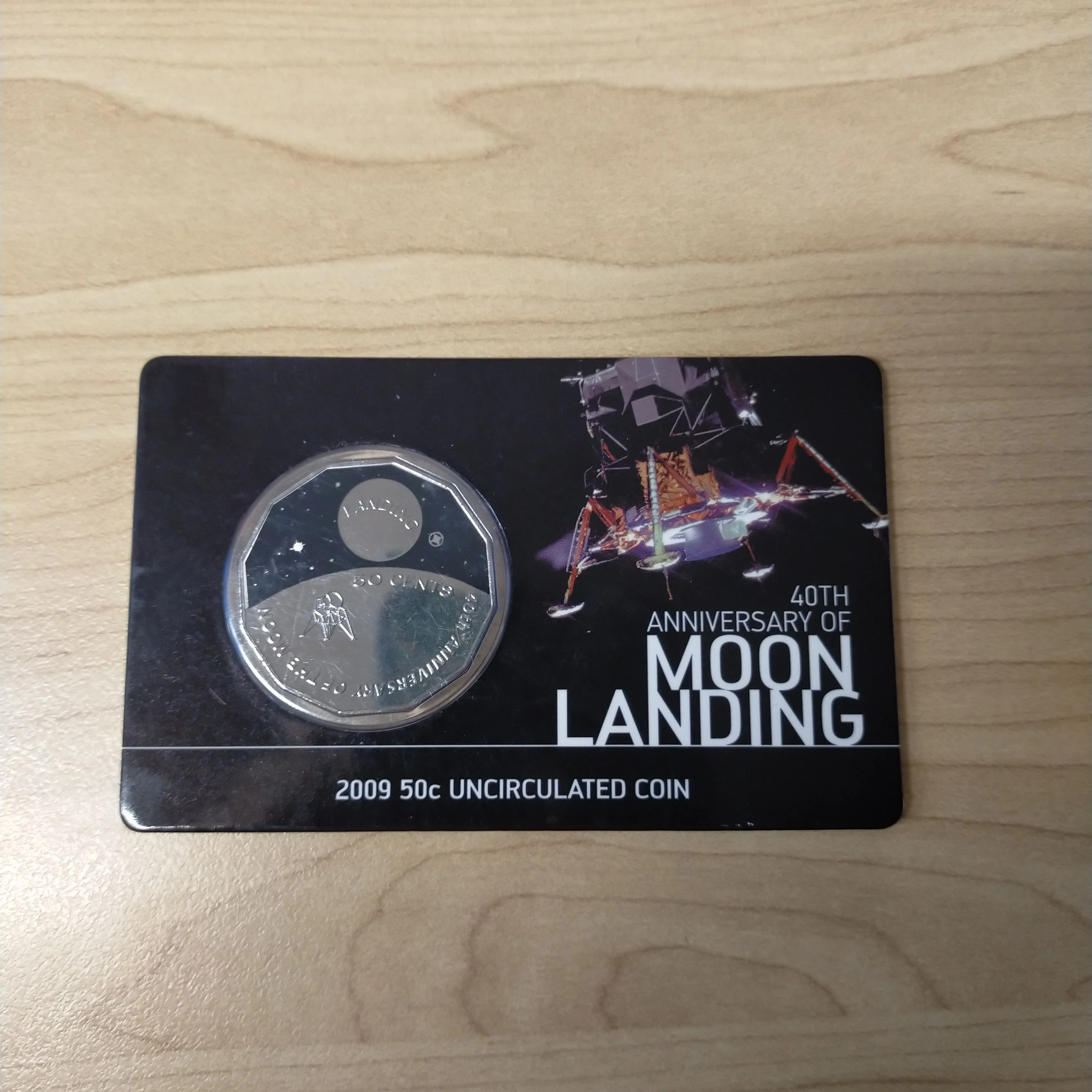 Australia 2009 50c Fifty Cents 40th Anniversary of Moon Landing Uncirculated Carded Coin
