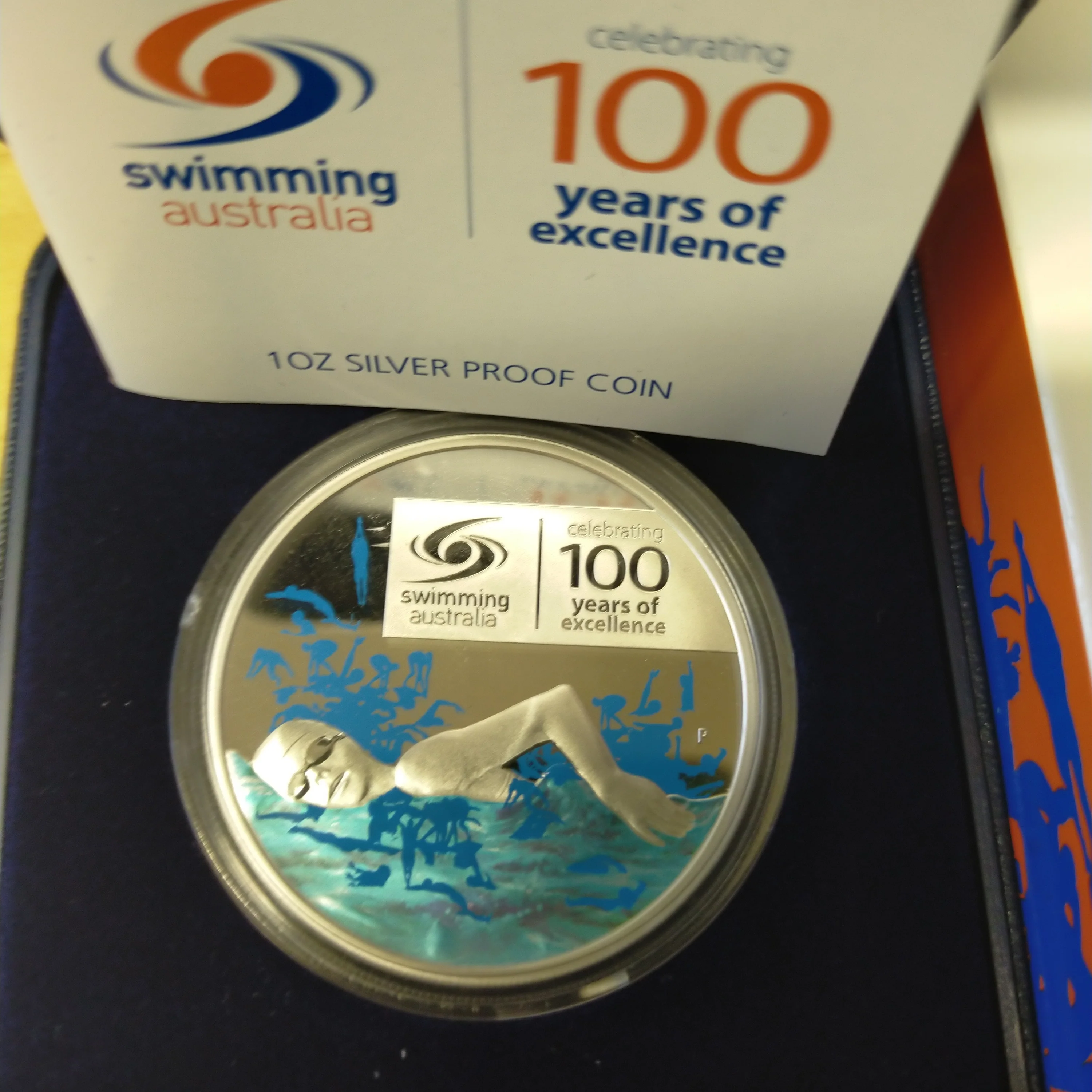 Australia 2009 Perth Mint $1 Swimming Australia 100 Years 1oz .999 Silver Proof Coin - Image 2
