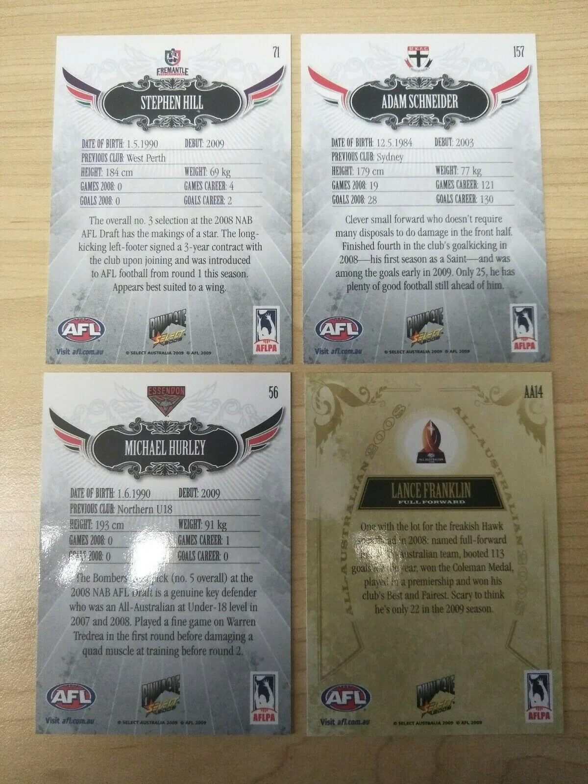 2009 Select AFL Pinnacle Promotional Cards Set Of 4 - Image 2