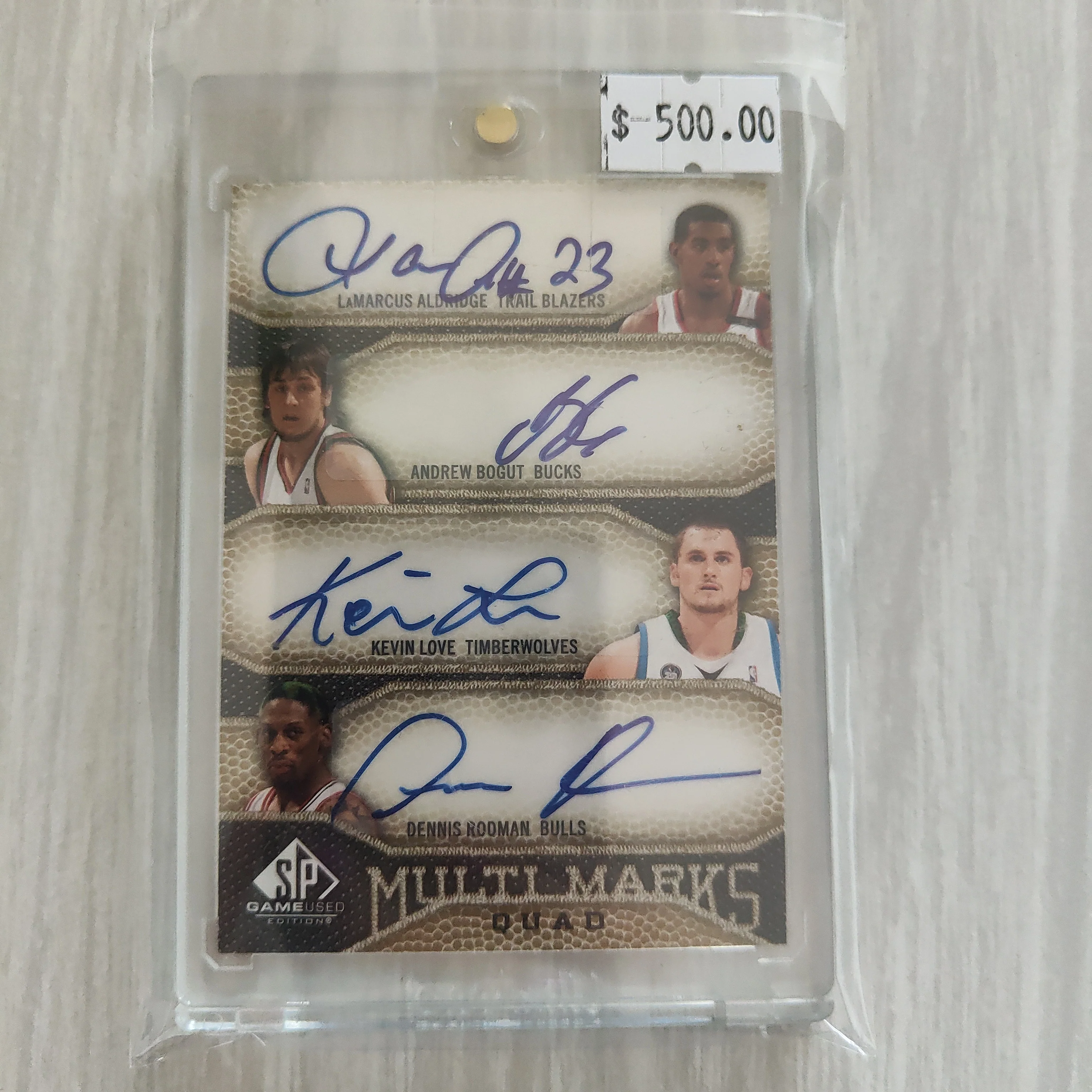 2009 SP Game Used Multi Marks Quad Signature NBA Basketball Card 02/10