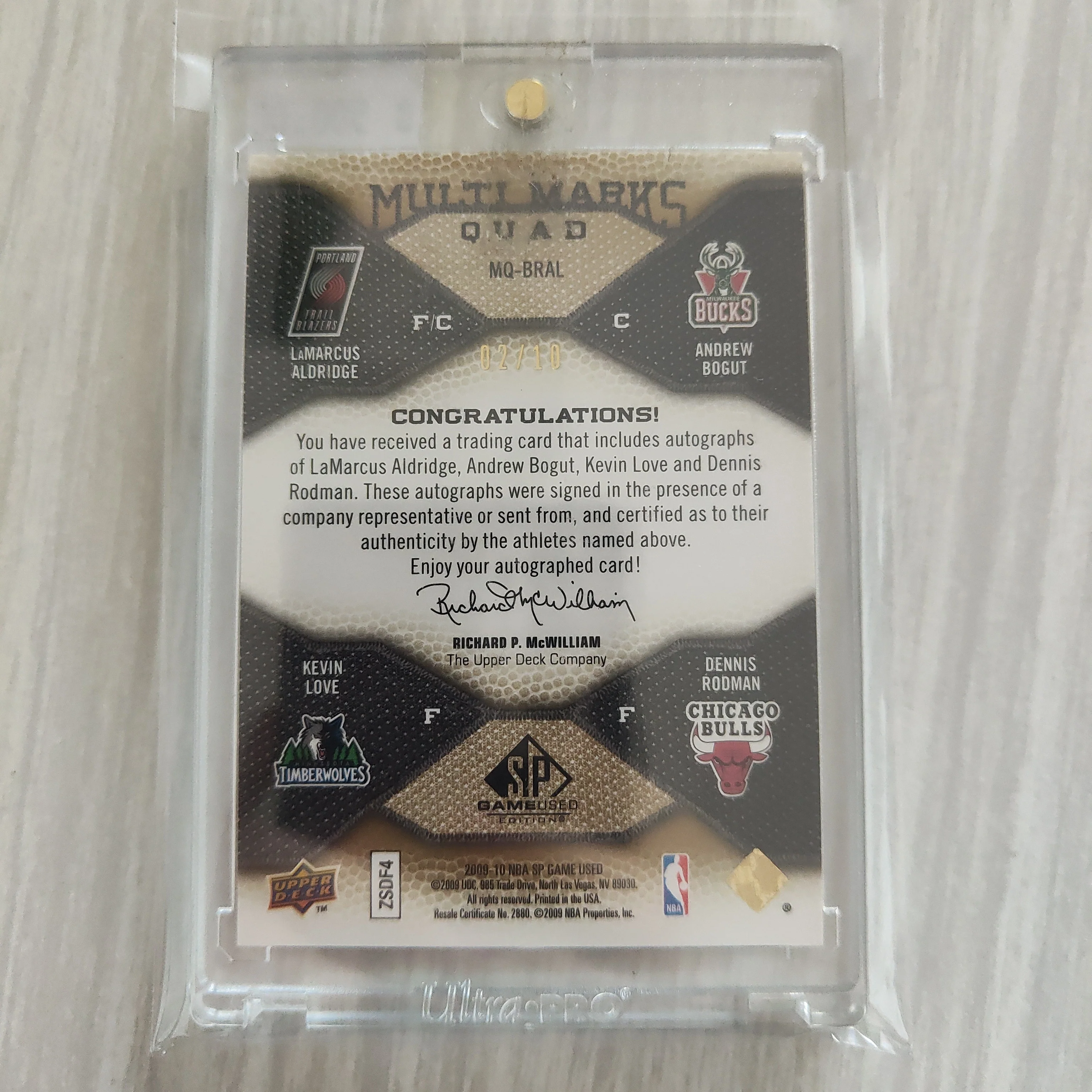 2009 SP Game Used Multi Marks Quad Signature NBA Basketball Card 02/10 - Image 2