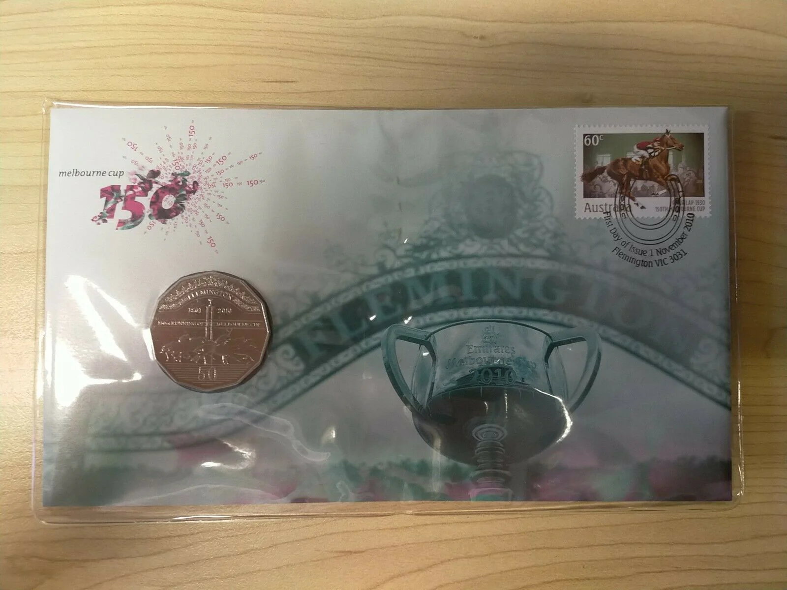 2010 Fifty Cents 50c 150th Melbourne Cup PNC First Day Of Issue