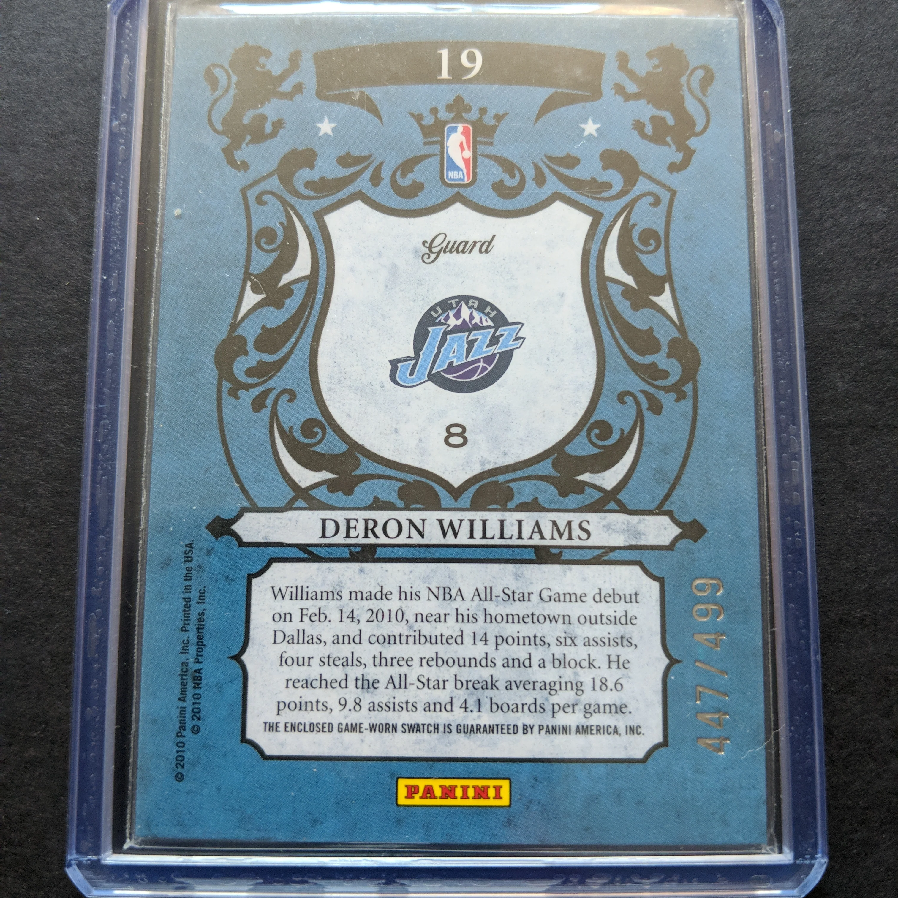 2010 NBA Panini Crown Royale Deron Williams Royalty Patch Card - Image 2