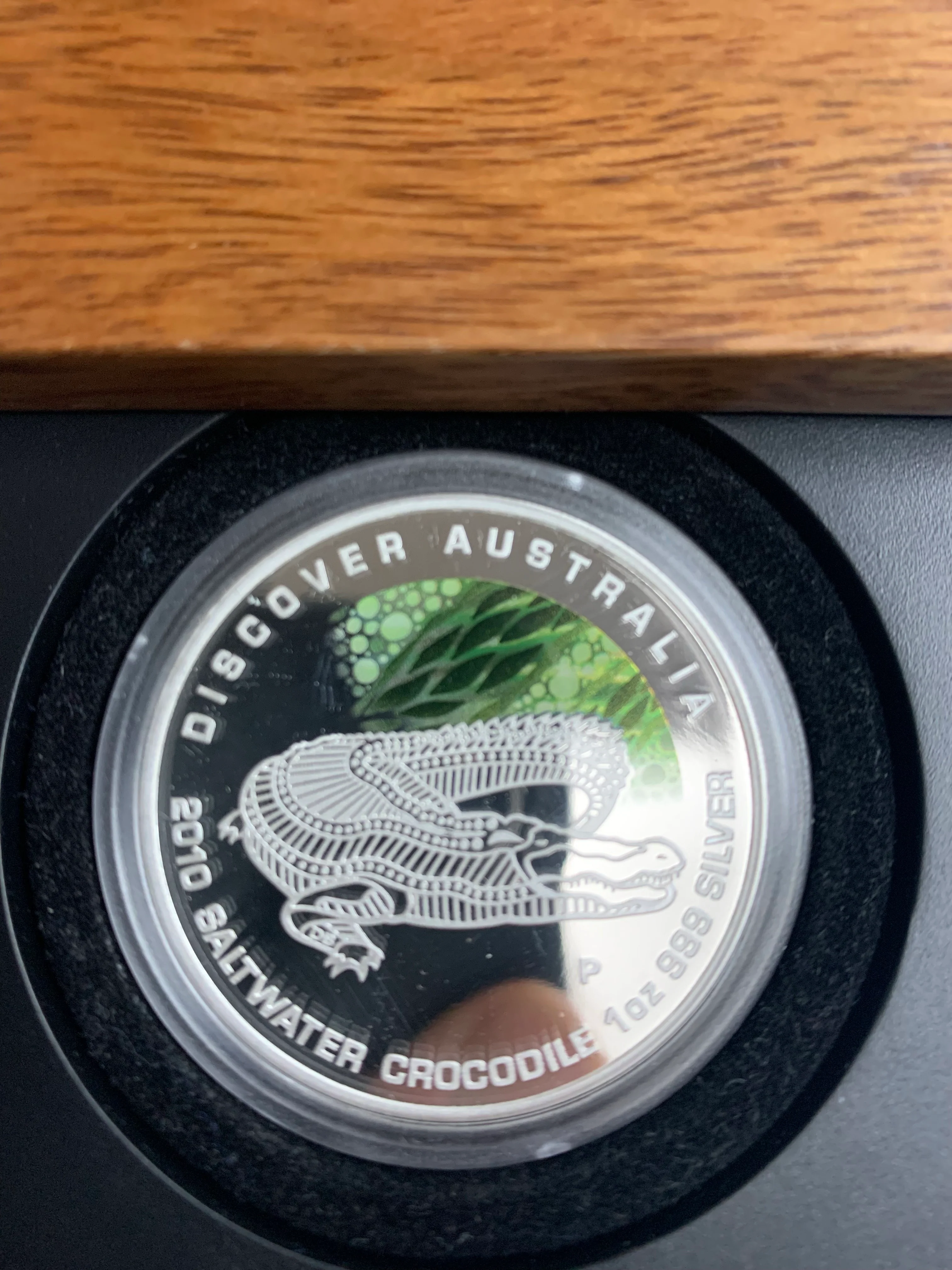 Australia 2010 Perth Mint $1 Coloured Crocodile 1oz .999 Silver Proof Coin