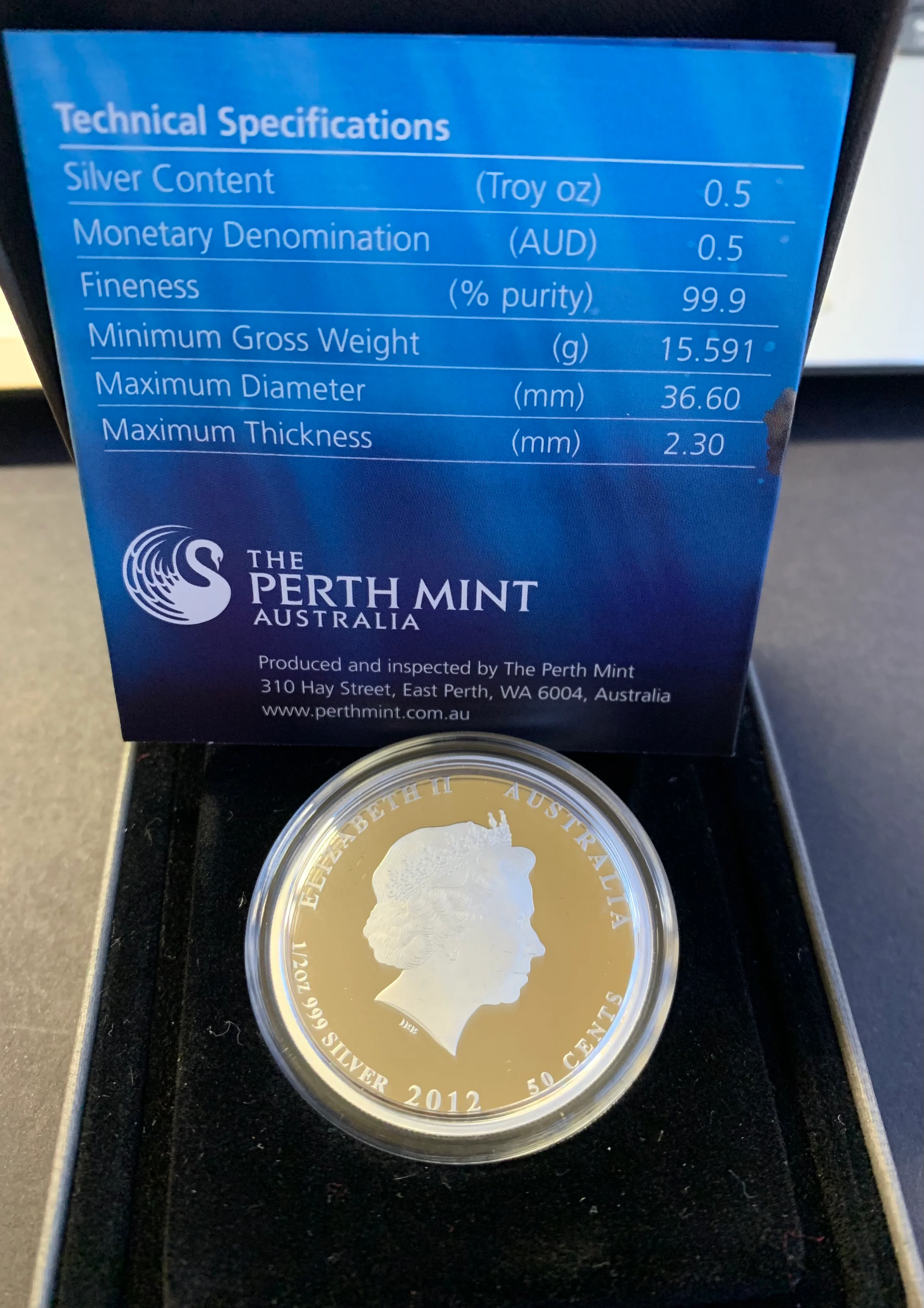Australia 2010 Perth Mint 50c Australian Sea Life The Reef Surgeonfish  1/2oz .999 Proof Silver Coin - Image 2