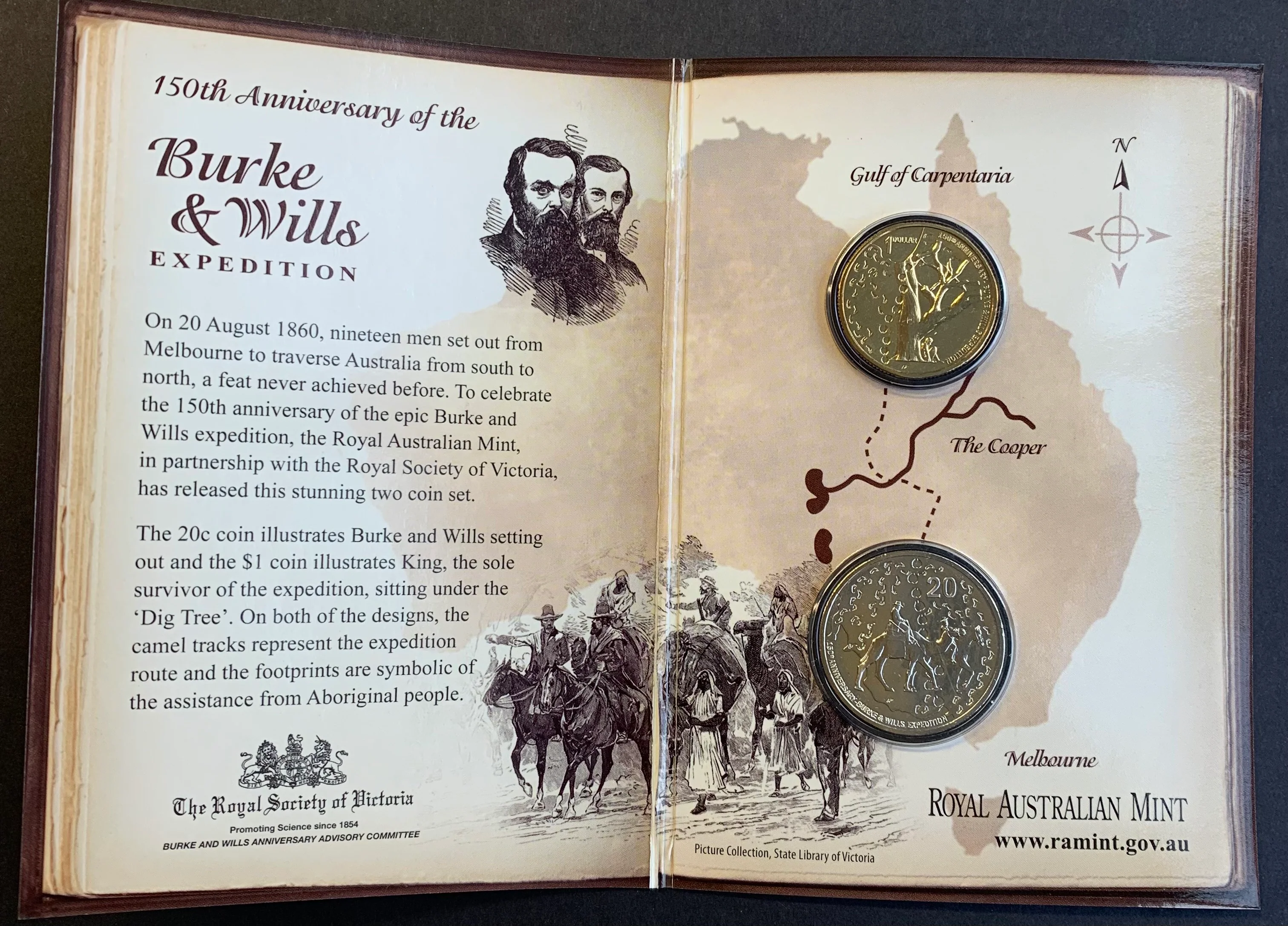 Australia 2010 Royal Australian Mint Burke and Wills Expedition 2 Coin uncirculated Set