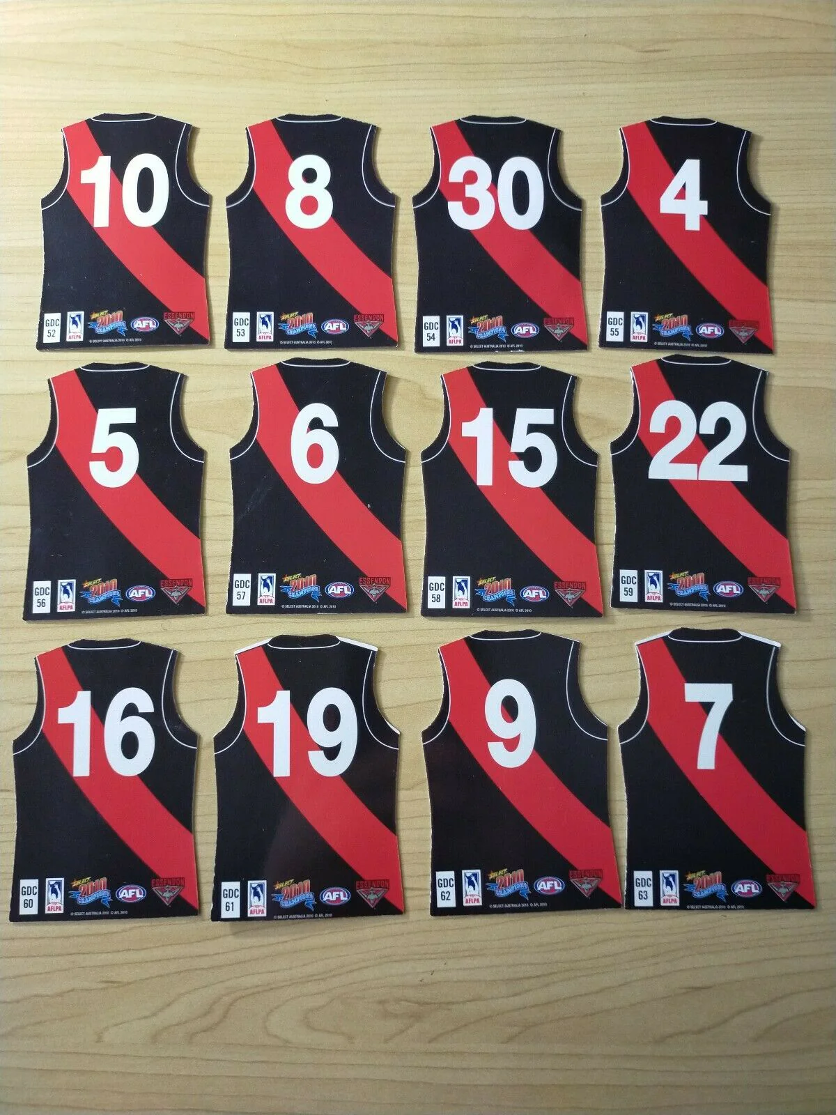 2010 Select Champions Jersey Die Cut Essendon Team Set Of 12 Cards - Image 2