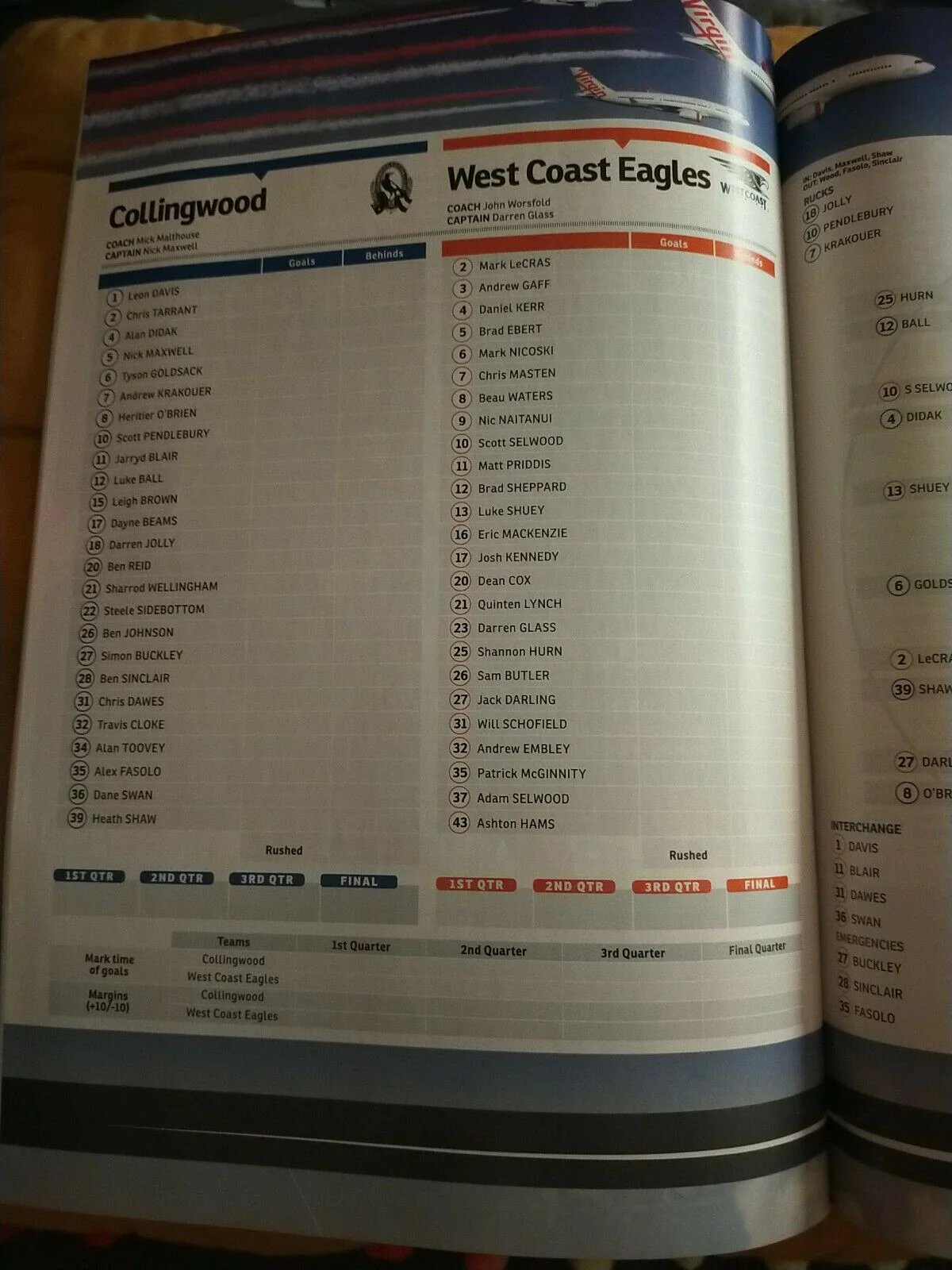 2011 1st Qualifying Final AFL Football Record Collingwood v West Coast - Image 3