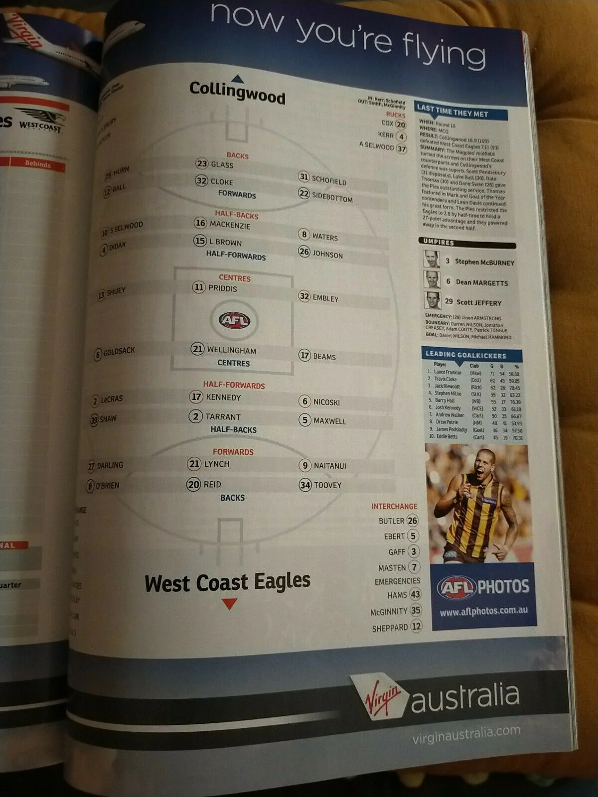 2011 1st Qualifying Final AFL Football Record Collingwood v West Coast - Image 4