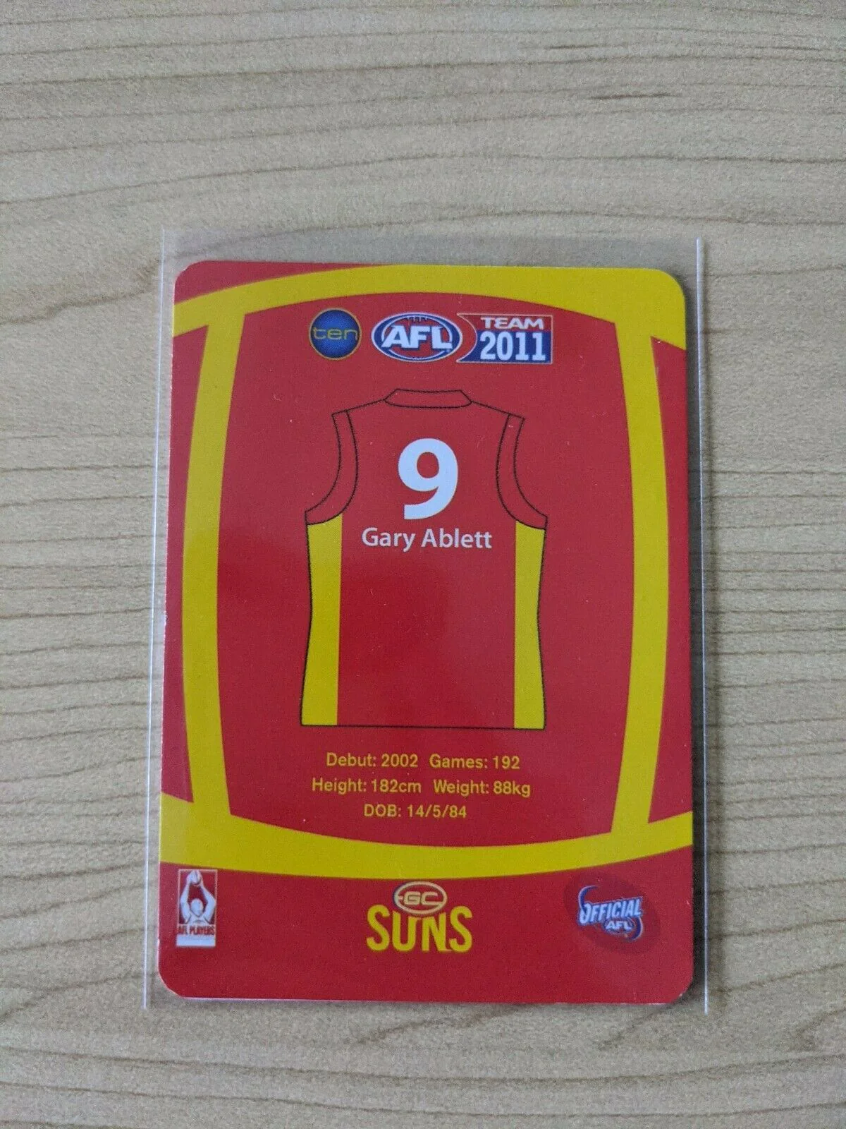 2011 AFL Teamcoach Error Miss Cut Prize Card Gary Ablett Gold Coast Suns - Image 2