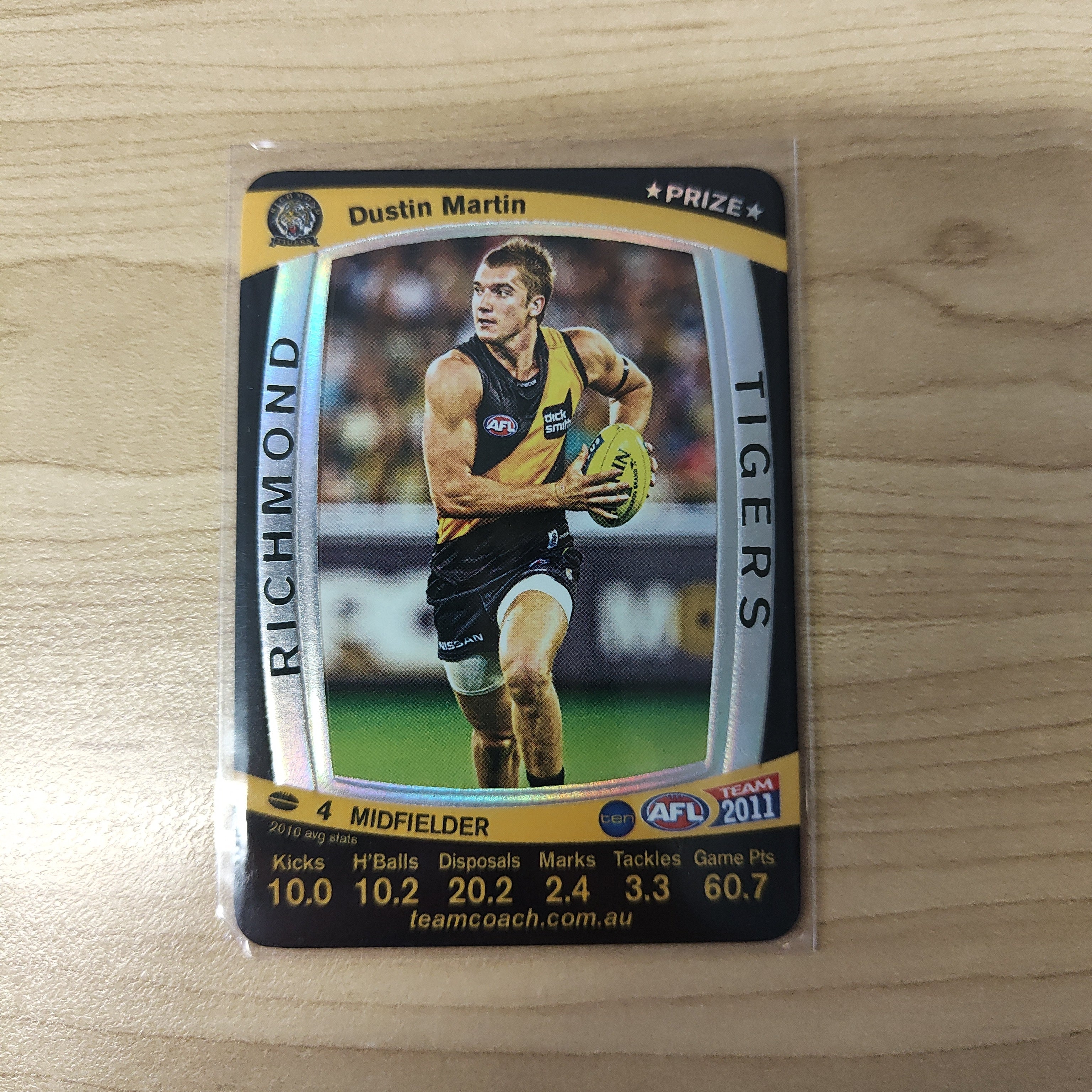 2011 AFL Teamcoach Prize Card Dustin Martin Richmond