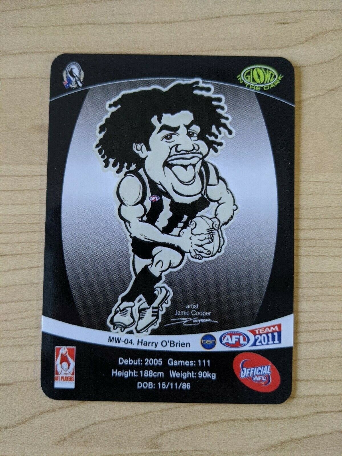 2011 AFL Teamcoach Sample Card MW-04 Harry O'Brien Collingwood - Image 2