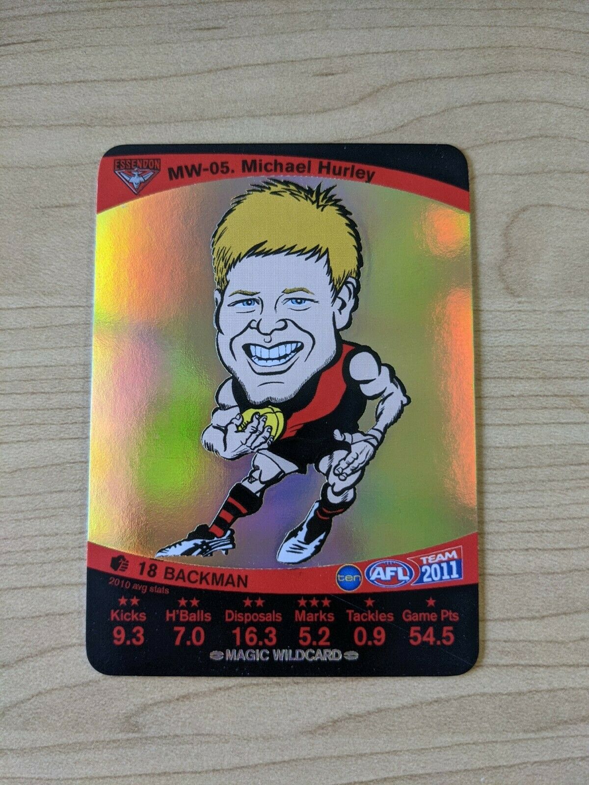 2011 AFL Teamcoach Sample Card MW-05 Michael Hurley Essendon