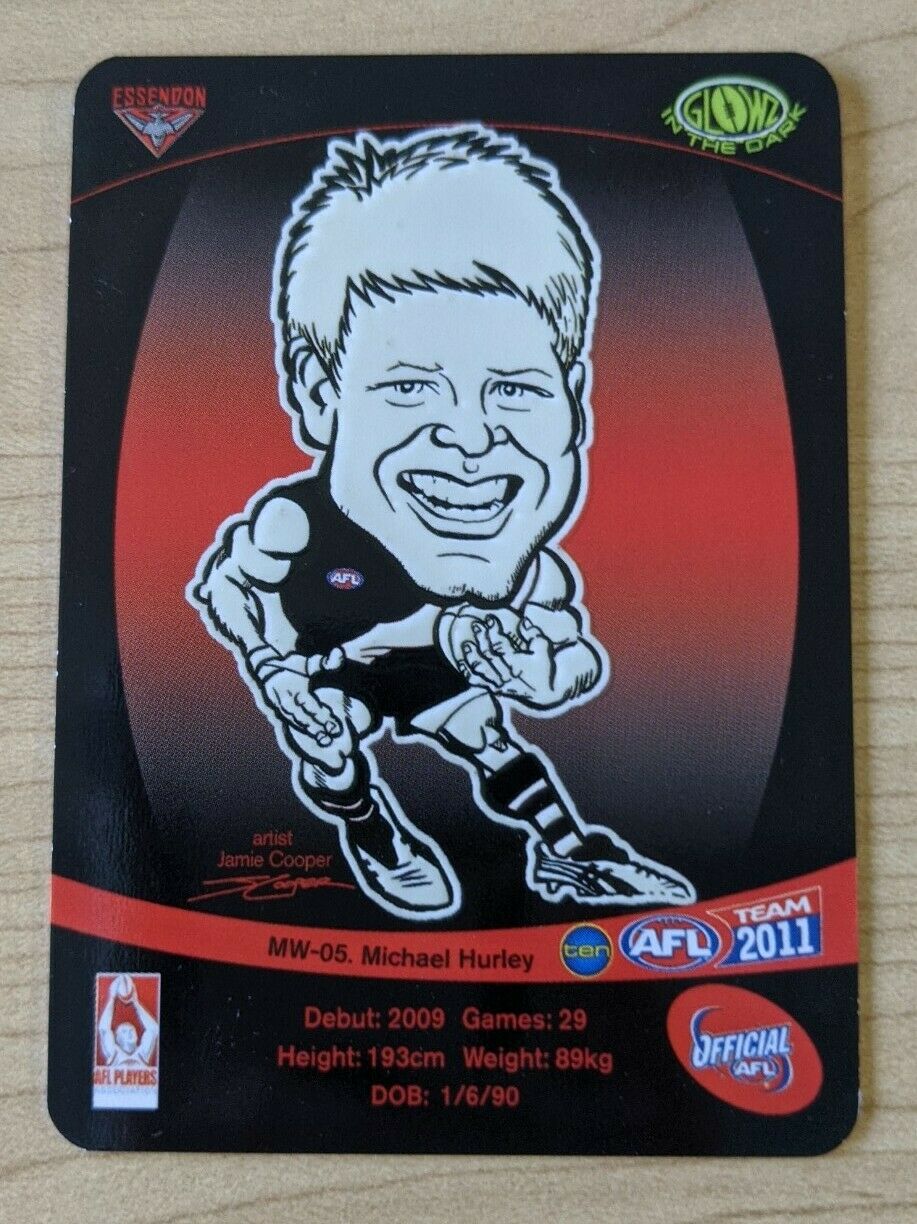 2011 AFL Teamcoach Sample Card MW-05 Michael Hurley Essendon - Image 2