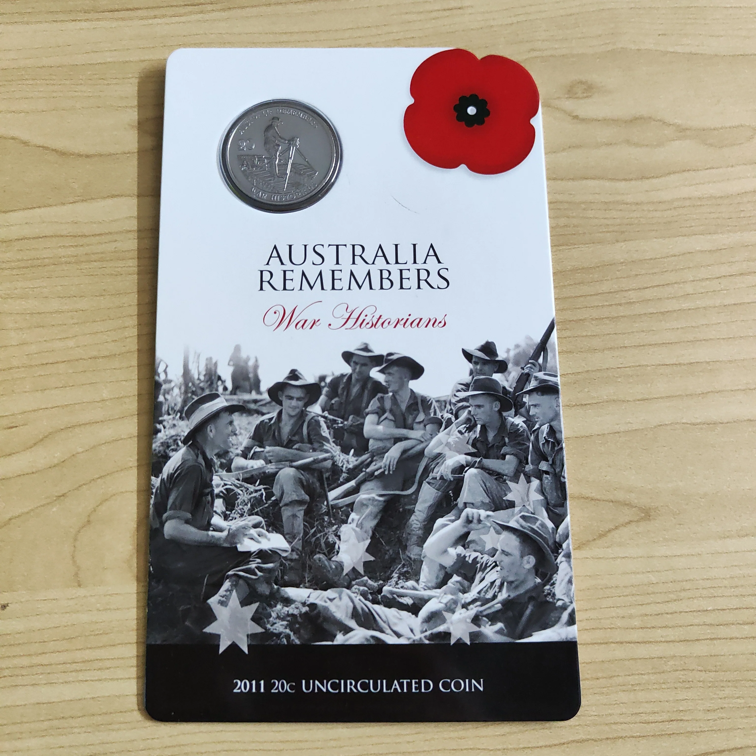 2011 Australia Remembers War Historians 20c Uncirculated Carded Coin