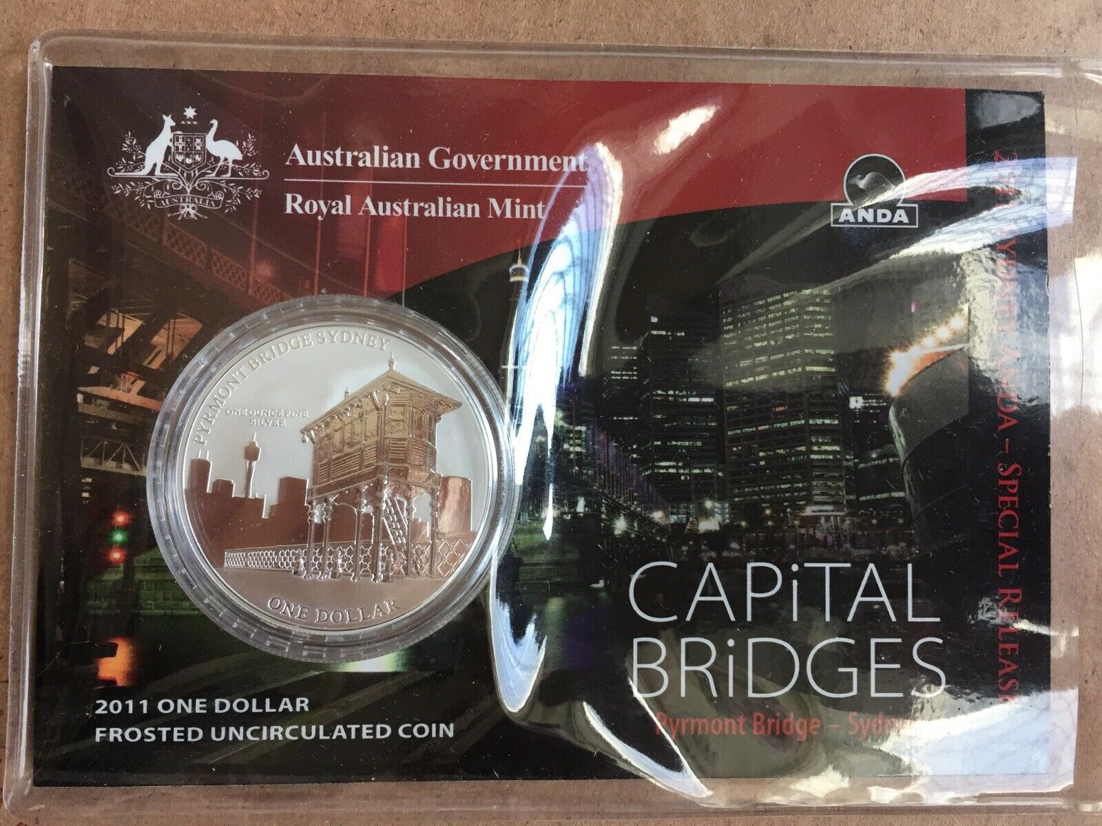 Australia 2011 Royal Australian Mint $1 Capital Bridges Sydney ANDA One Ounce Silver. These were only sold for 2 days at the coin show