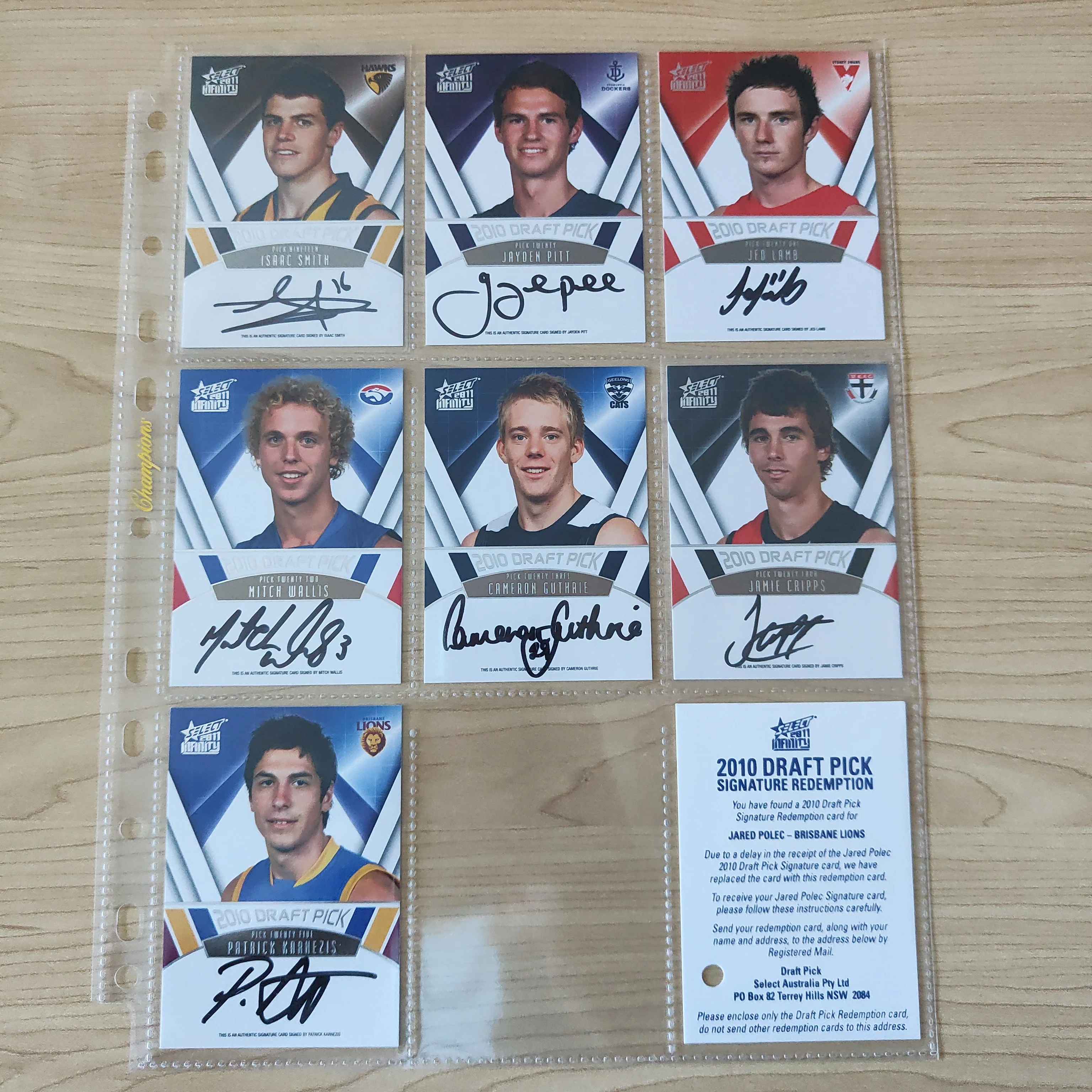 2011 Select Infinity Draft Pick Signature Set of 25 Cards Including Jared Polec Redemption Card - Image 5