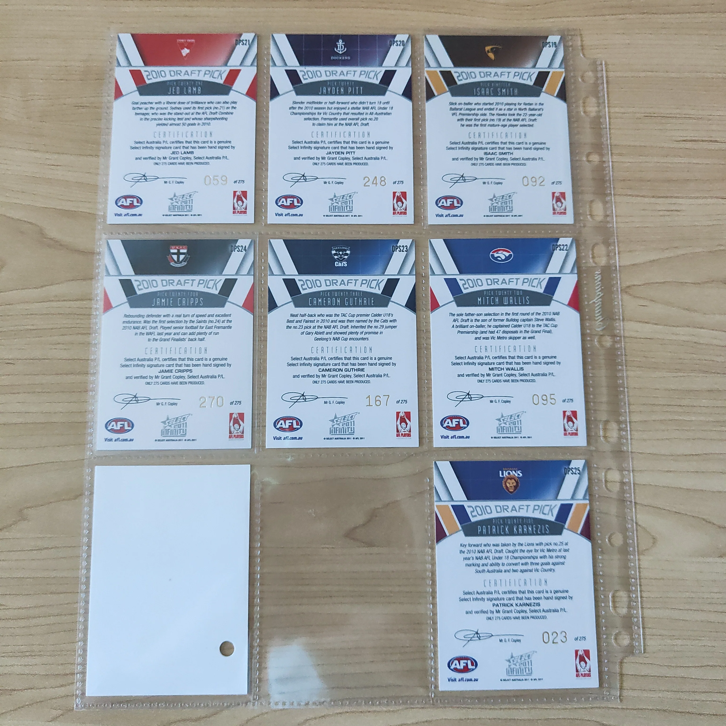 2011 Select Infinity Draft Pick Signature Set of 25 Cards Including Jared Polec Redemption Card - Image 6